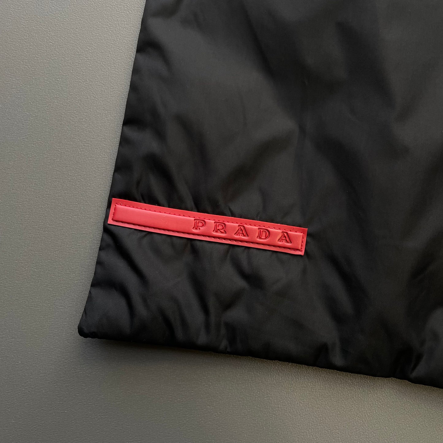 Prada Sport Black & Grey FW99 Nylon Panelled Padded Pocket Scarf