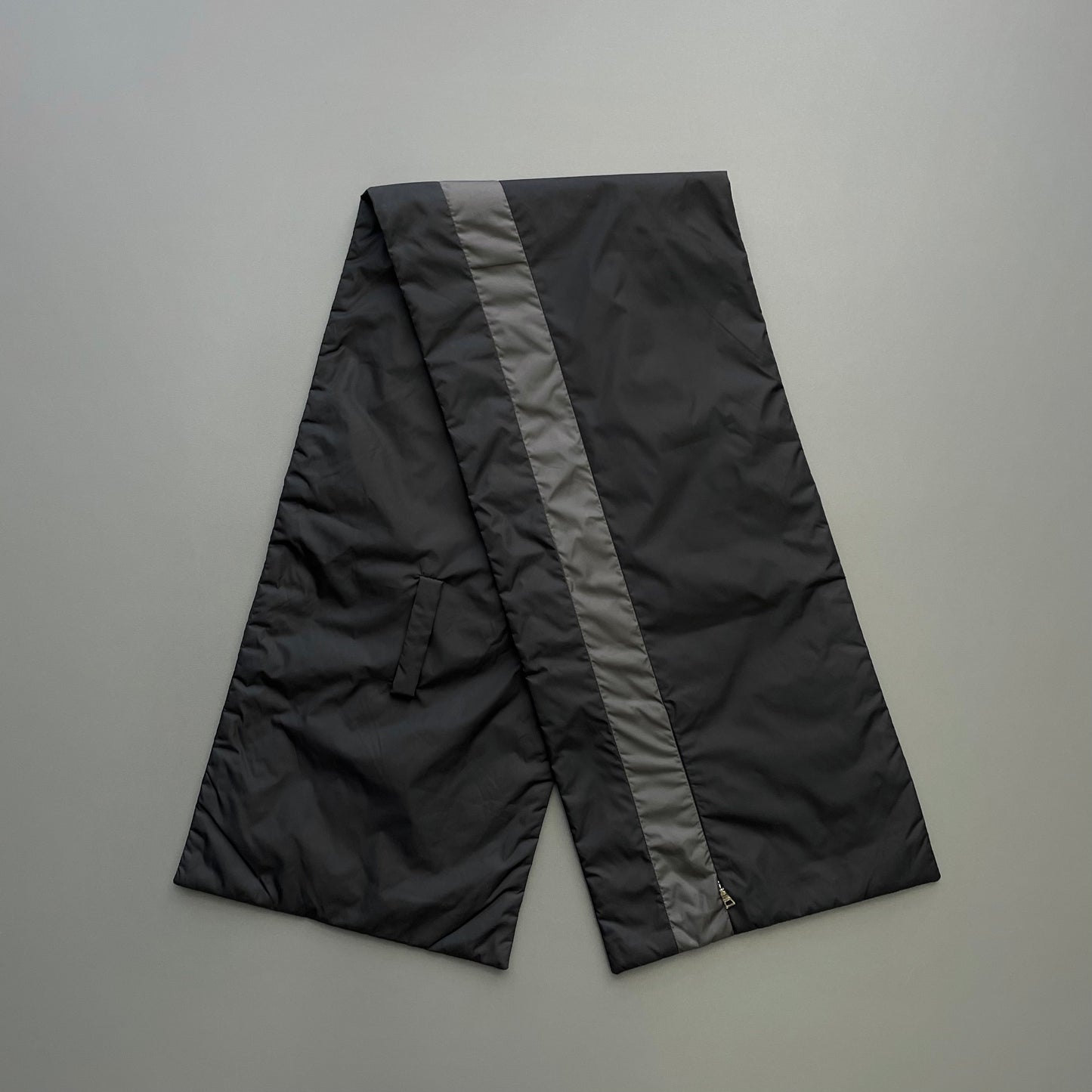 Prada Sport Black & Grey FW99 Nylon Panelled Padded Pocket Scarf