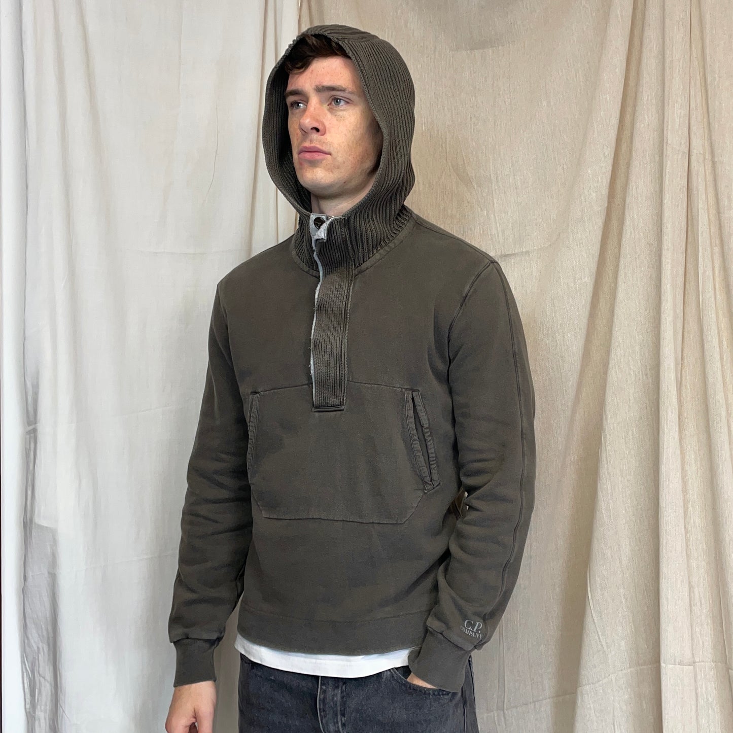 C.P. Company Khaki AW09 Ribbed Knit Hood Pullover Jumper
