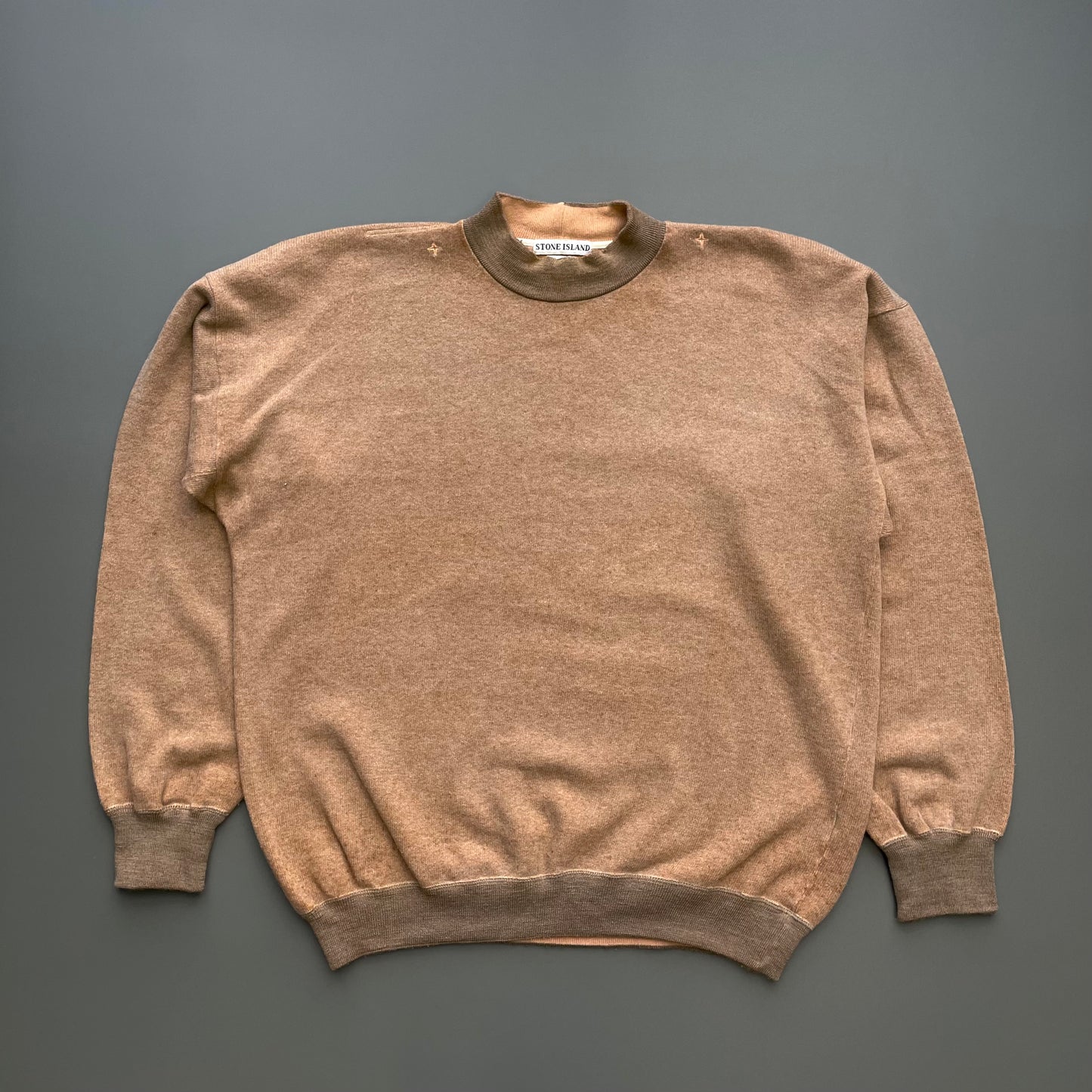 Stone Island Brown 80s Two-Tone Wool Blend Embroidered Jumper
