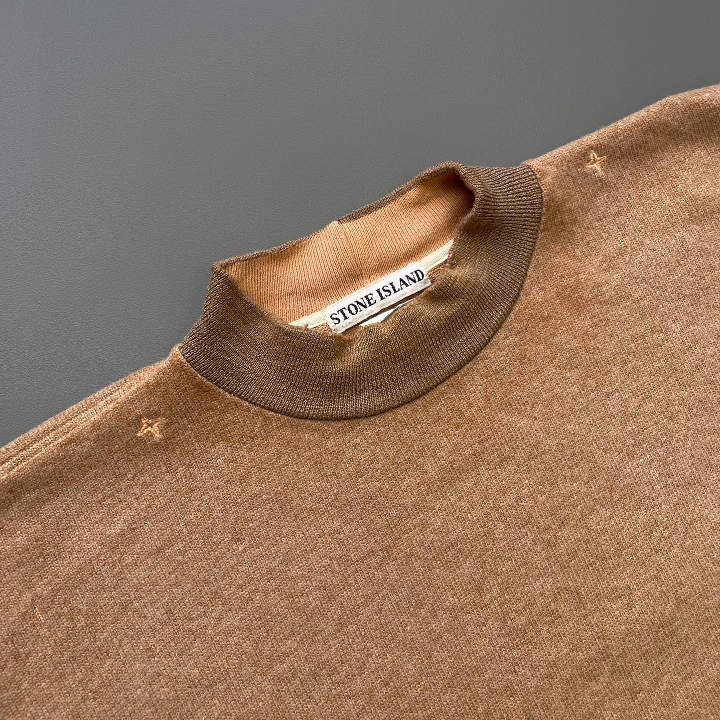 Stone Island Brown 80s Two-Tone Wool Blend Embroidered Jumper