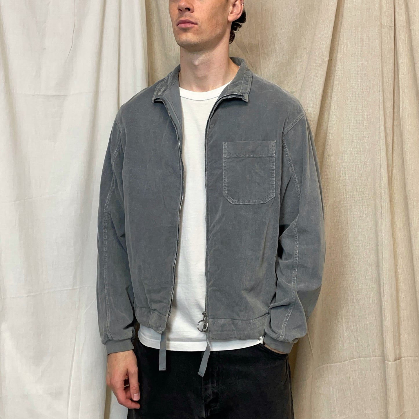 Prada Sport Grey 00s Corduroy Lightweight Zip-Through Jacket