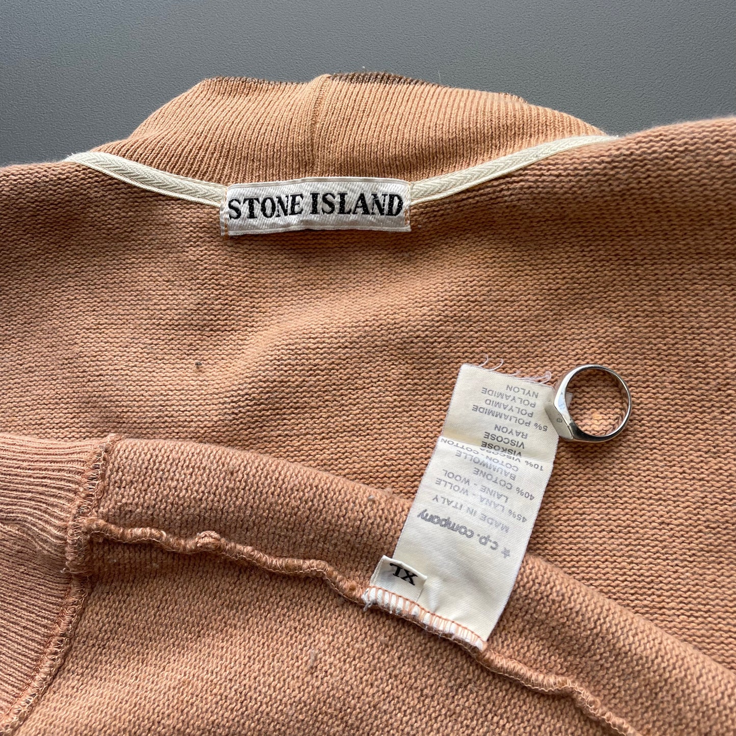 Stone Island Brown 80s Two-Tone Wool Blend Embroidered Jumper
