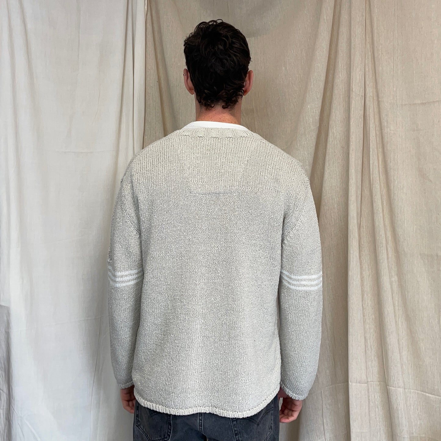 Stone Island Beige SS98 Relaxed Fit Sleeve Spellout Knit Jumper