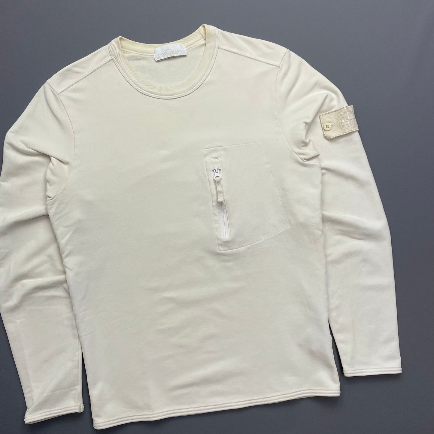 Stone Island Cream AW17 Ghost Pocket Crewneck Jumper