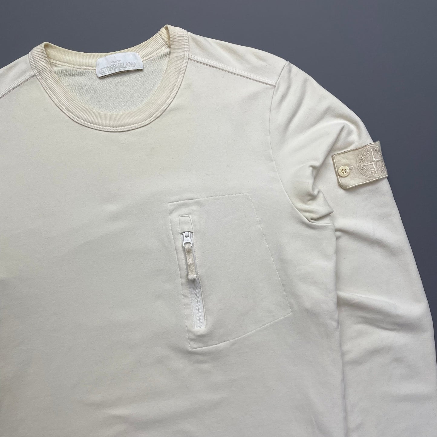 Stone Island Cream AW17 Ghost Pocket Crewneck Jumper