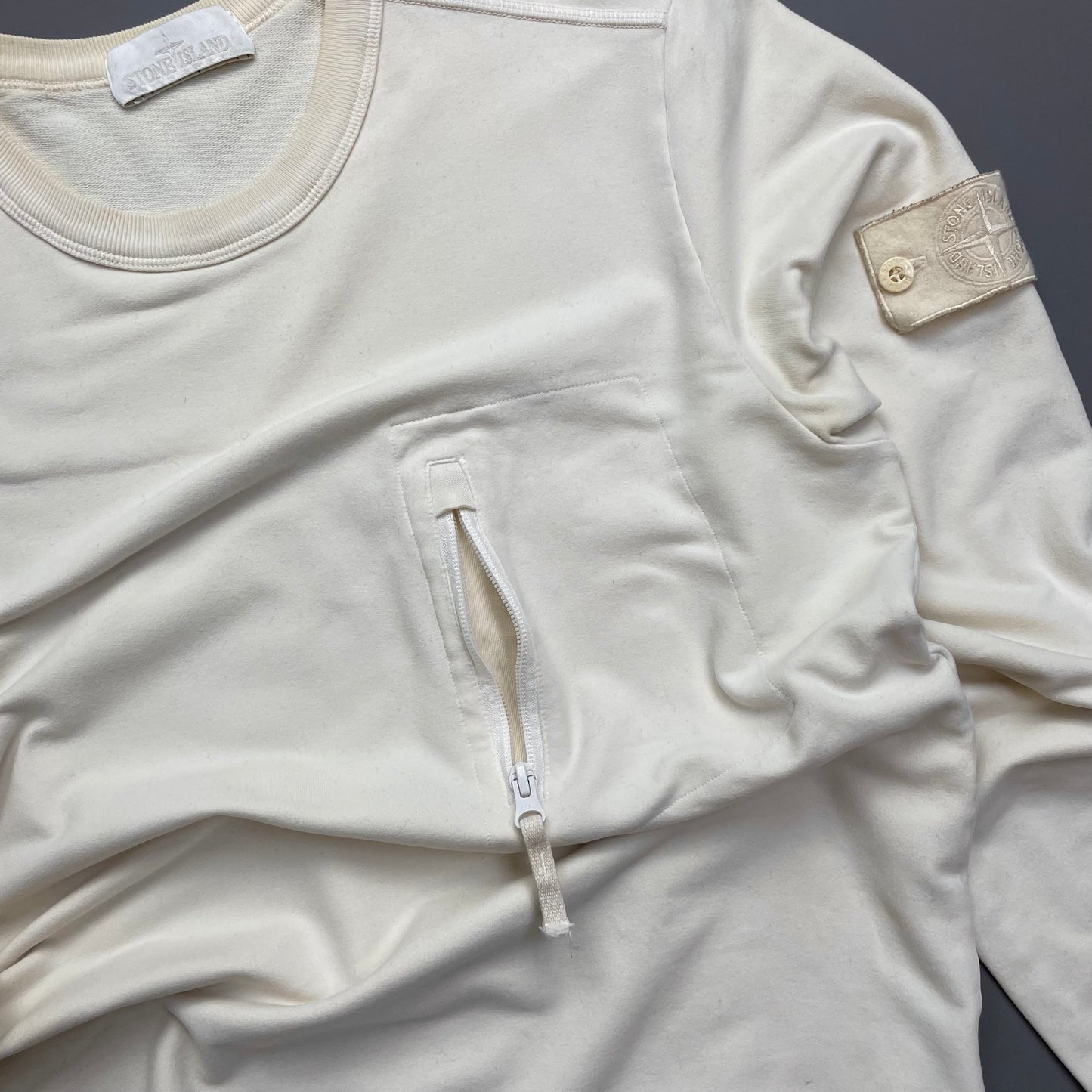 Stone Island Cream AW17 Ghost Pocket Crewneck Jumper