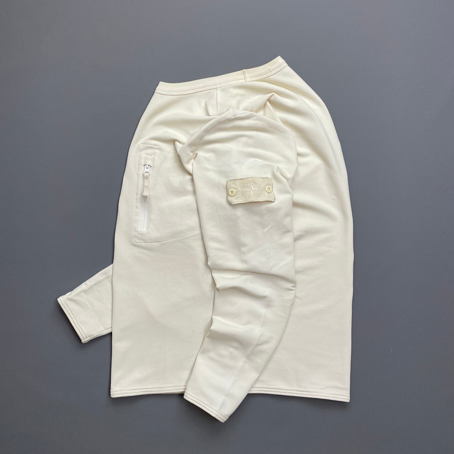 Stone Island Cream AW17 Ghost Pocket Crewneck Jumper
