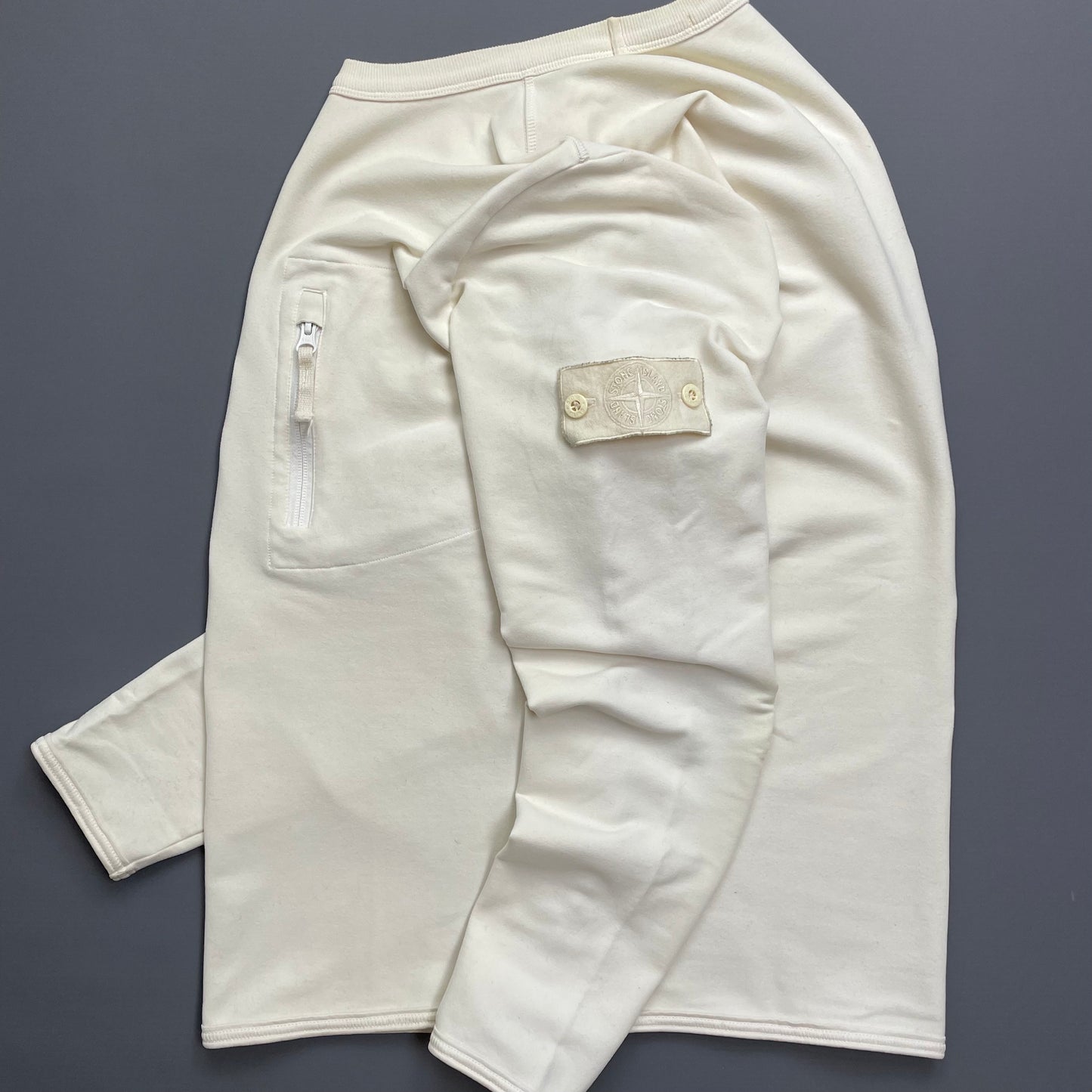 Stone Island Cream AW17 Ghost Pocket Crewneck Jumper
