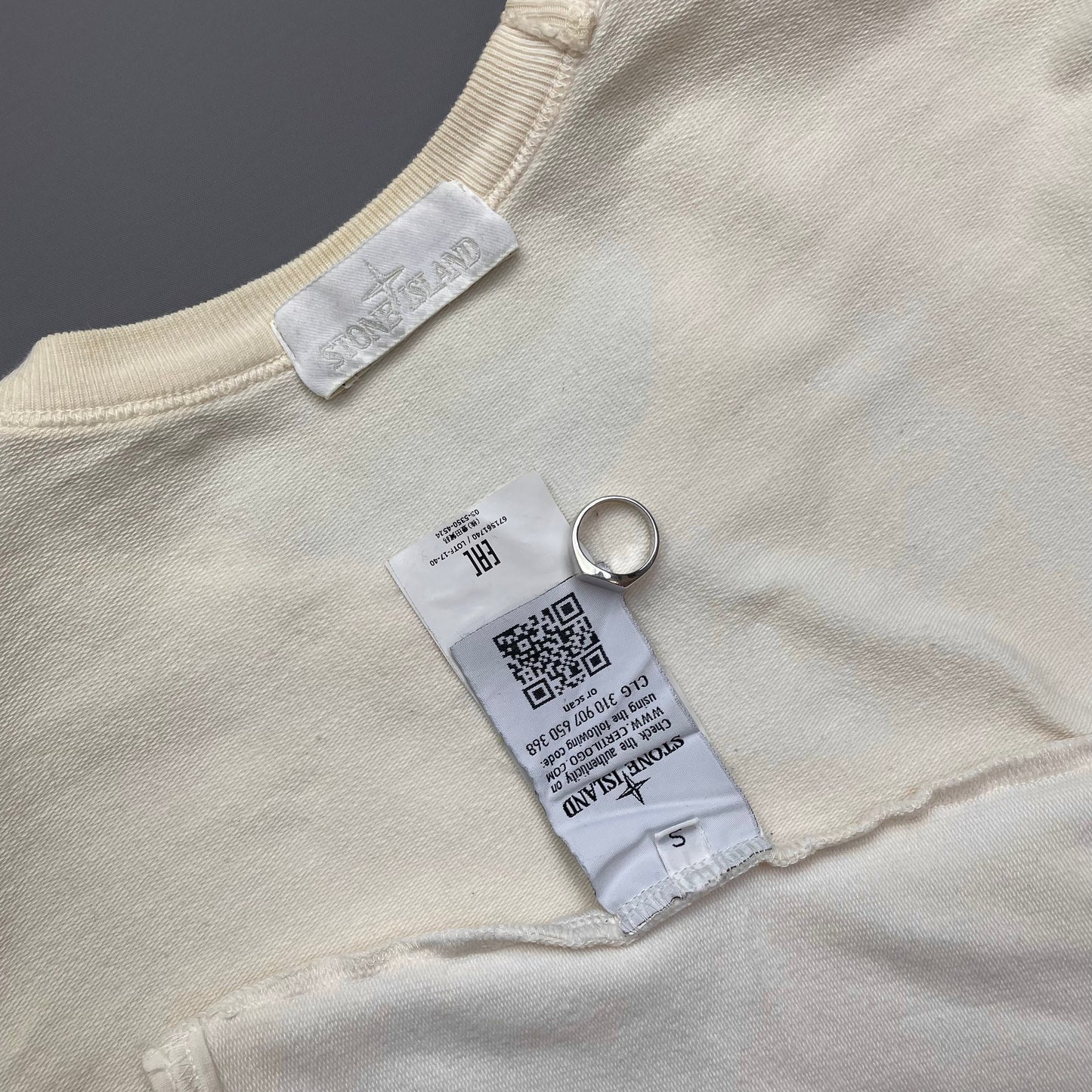 Stone Island Cream AW17 Ghost Pocket Crewneck Jumper