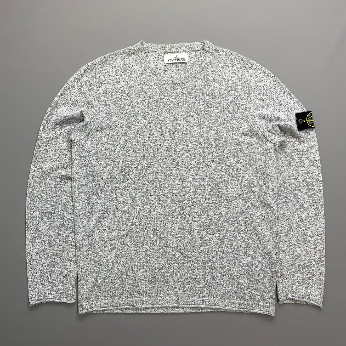Stone Island Grey SS19 Lightweight Raw Edge Grainy Knit Jumper