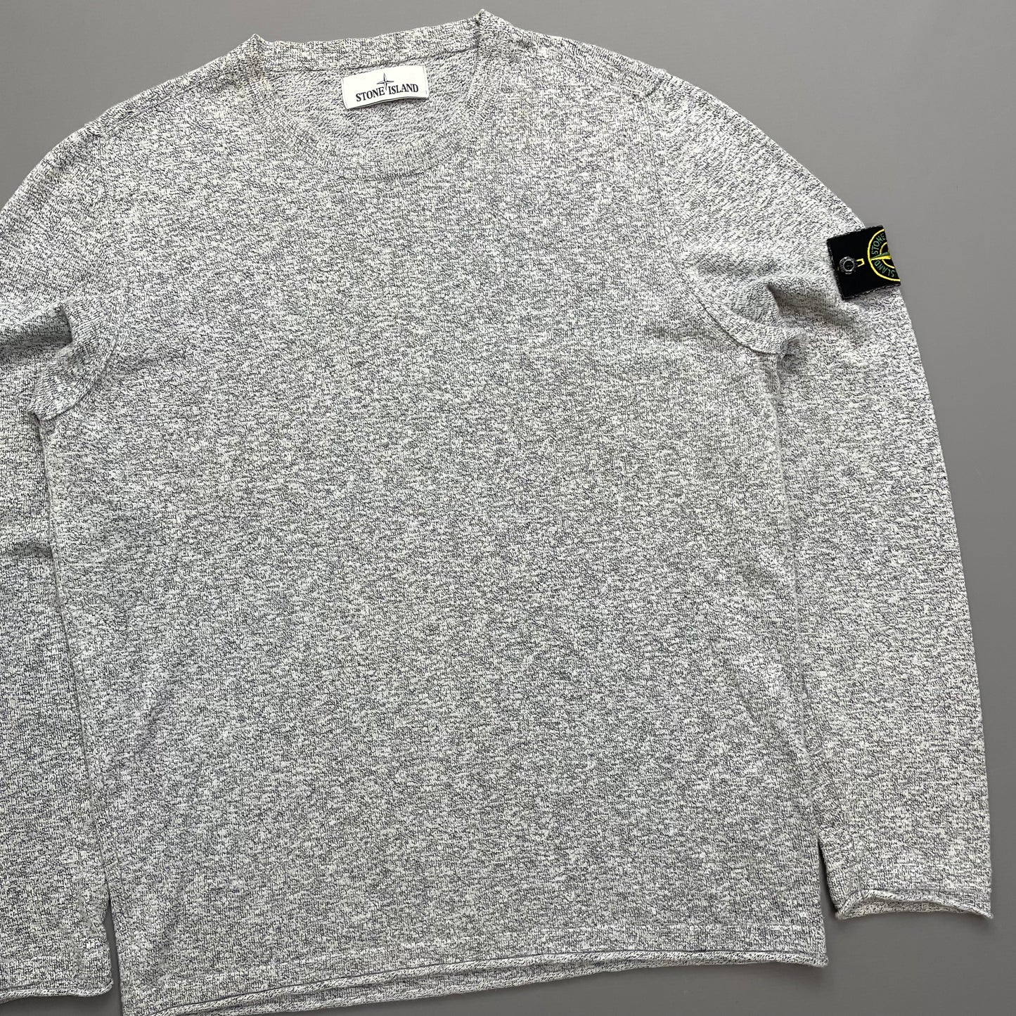 Stone Island Grey SS19 Lightweight Raw Edge Grainy Knit Jumper