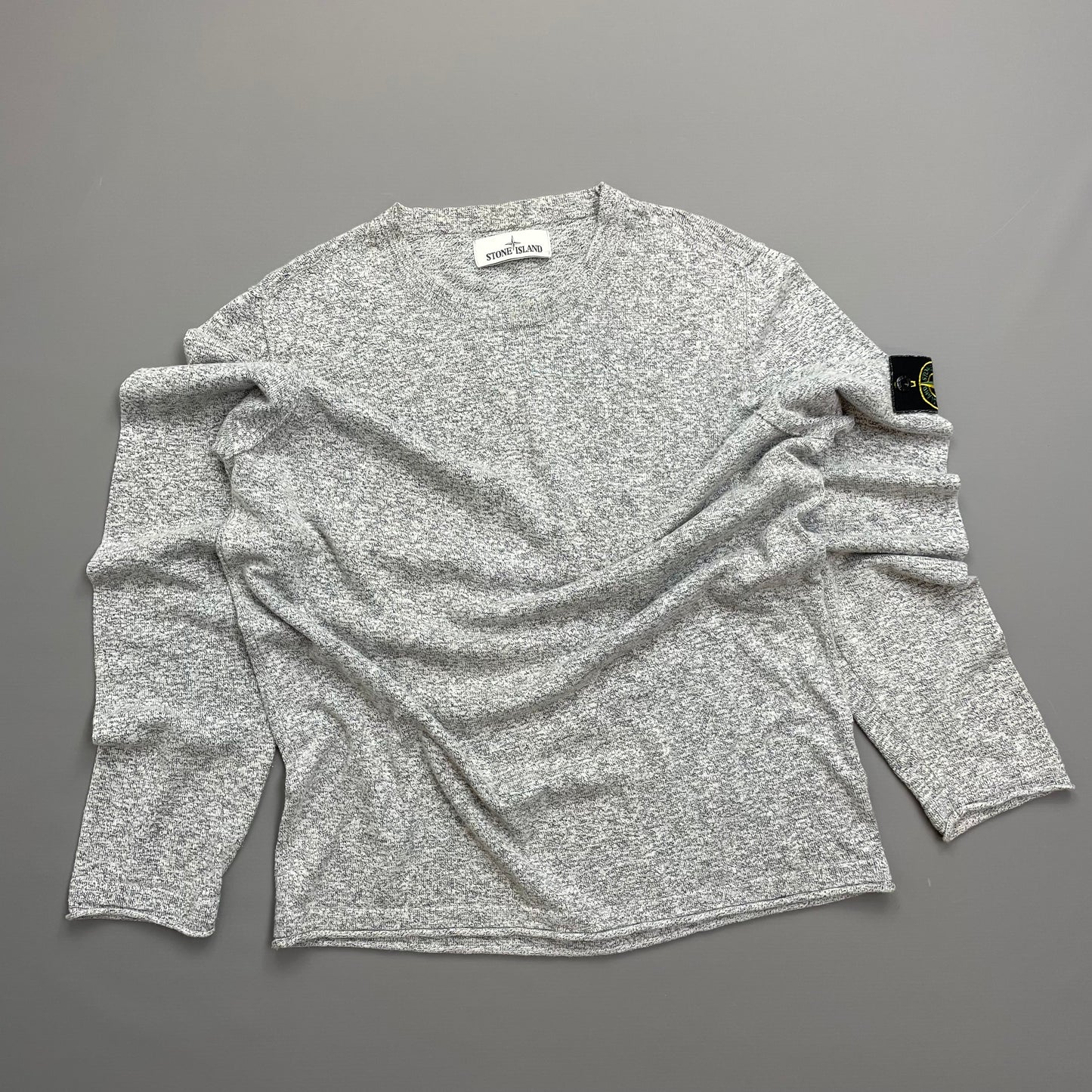 Stone Island Grey SS19 Lightweight Raw Edge Grainy Knit Jumper