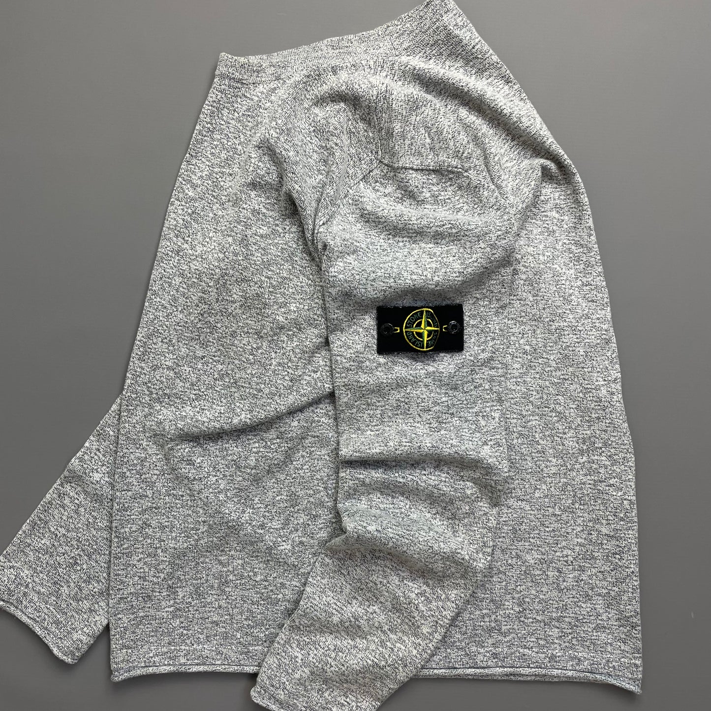 Stone Island Grey SS19 Lightweight Raw Edge Grainy Knit Jumper