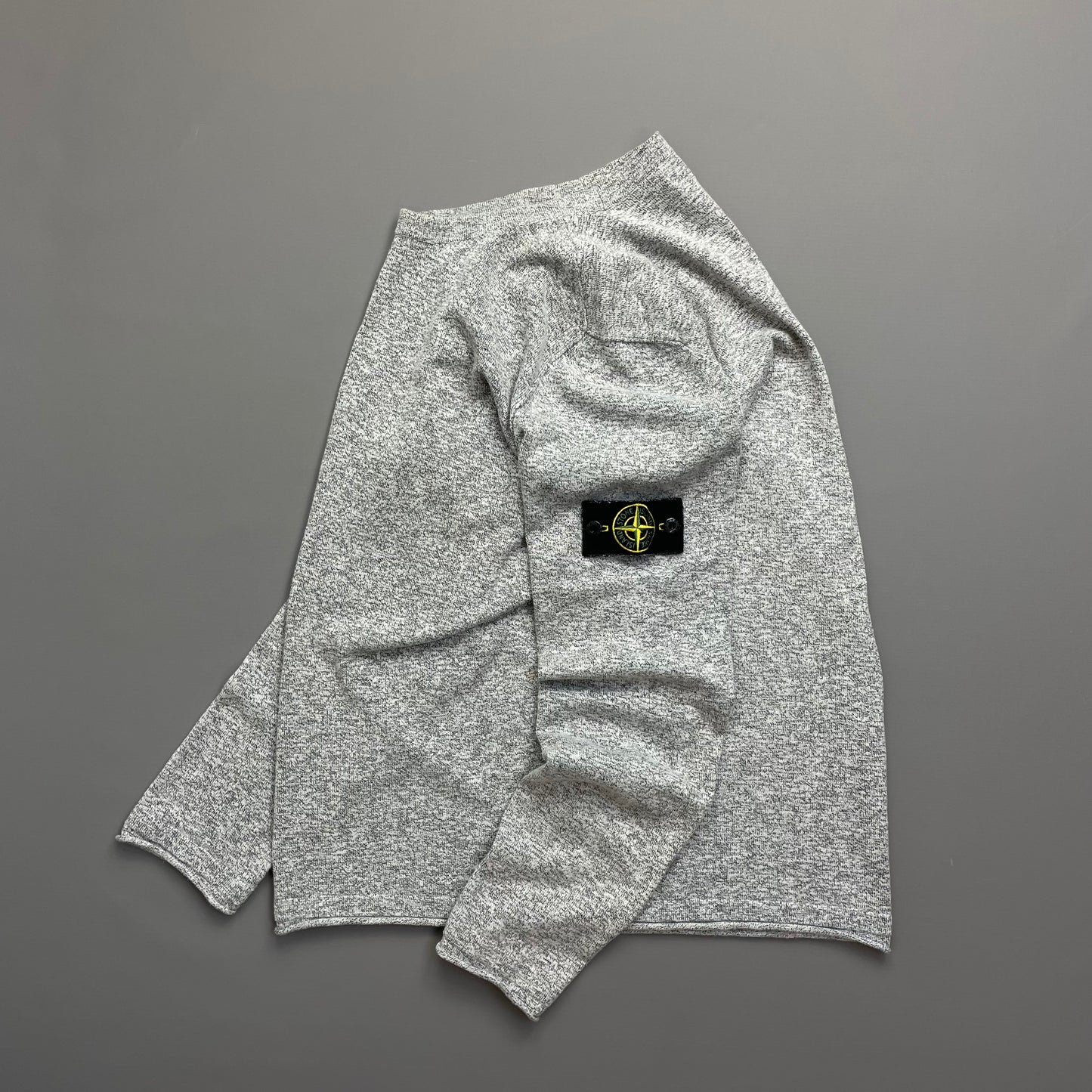 Stone Island Grey SS19 Lightweight Raw Edge Grainy Knit Jumper
