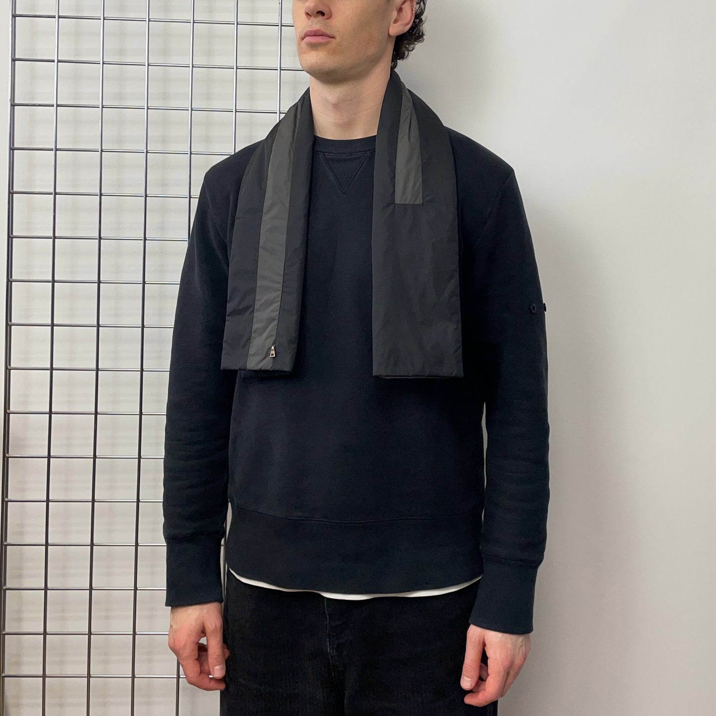 Prada Sport Black & Grey FW99 Nylon Panelled Padded Pocket Scarf