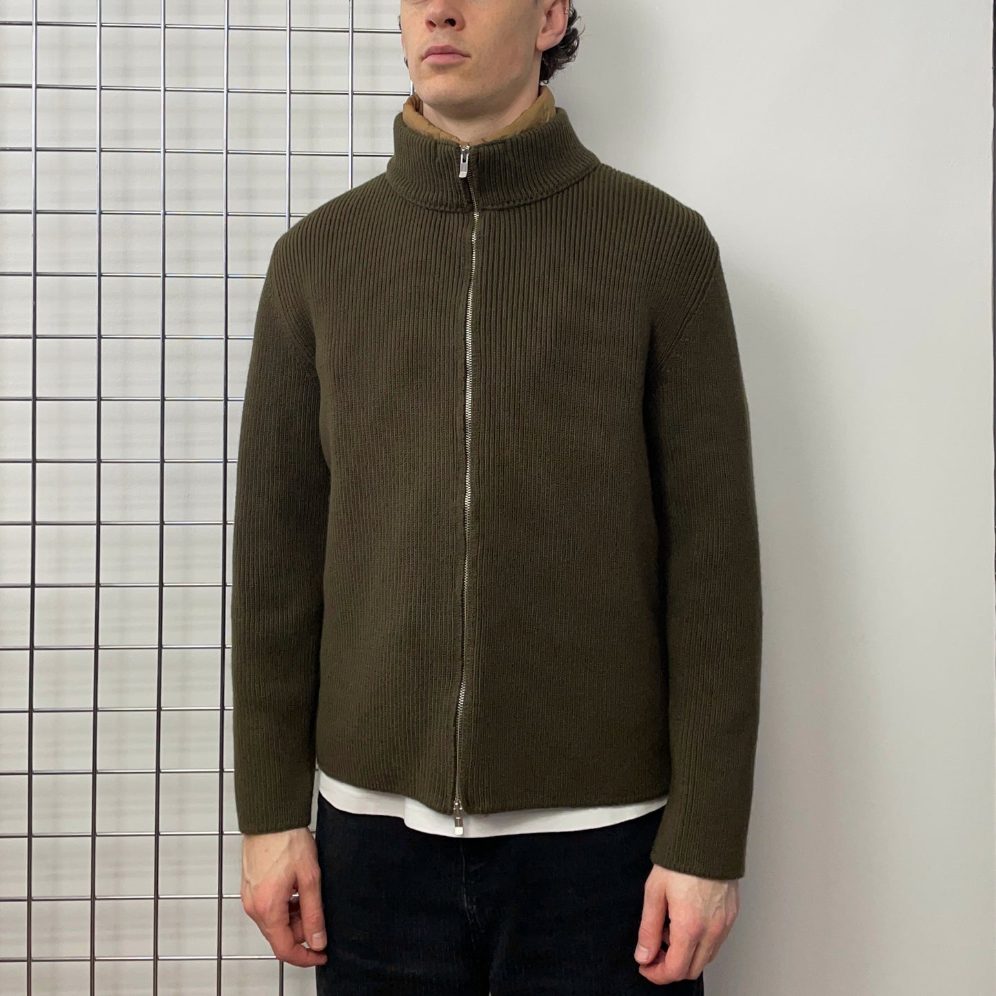 C.P. Company Khaki AW05 Vest Liner Wool Knit Cardigan Jacket