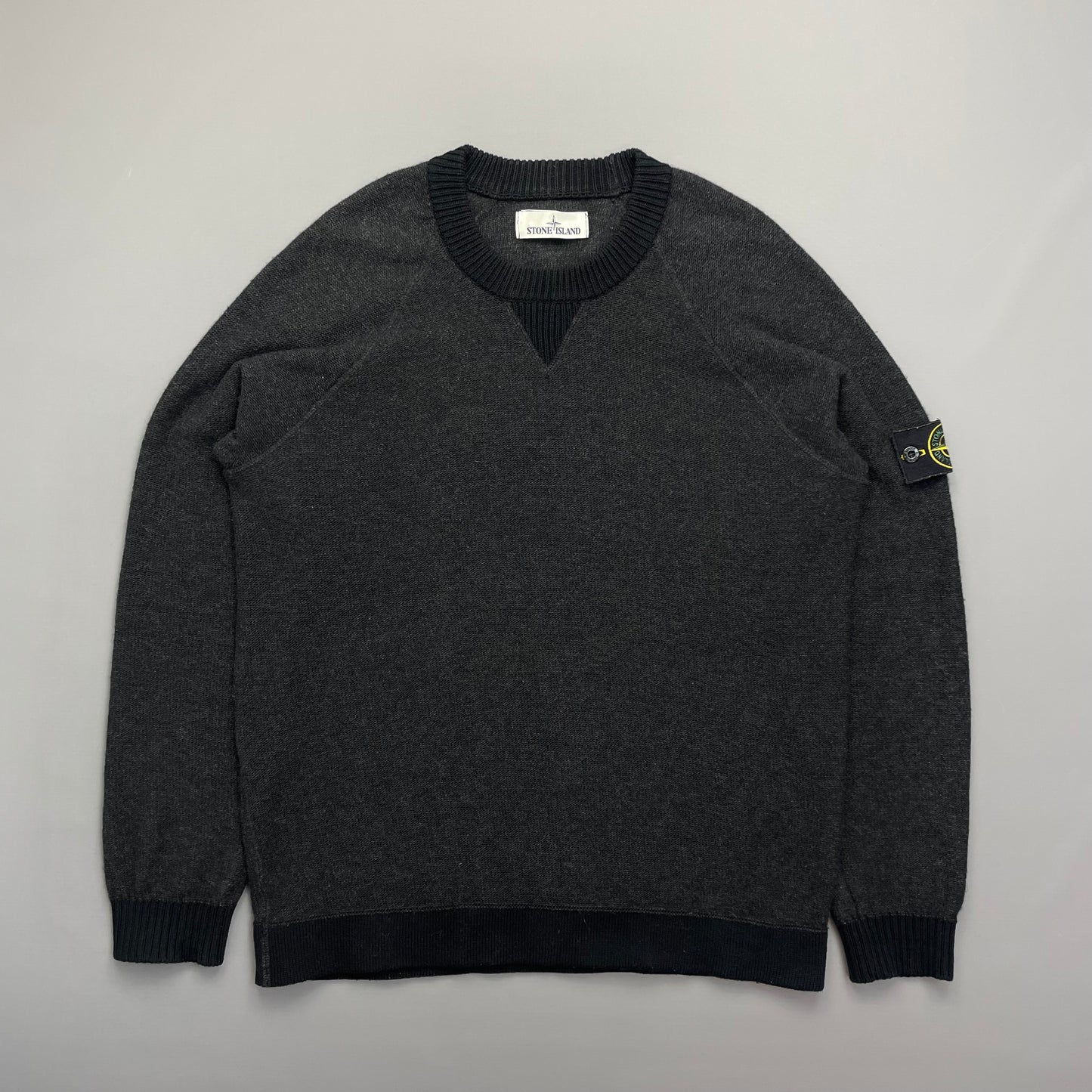 Stone Island Grey Two-Tone AW17 Midweight Knit Crewneck Jumper