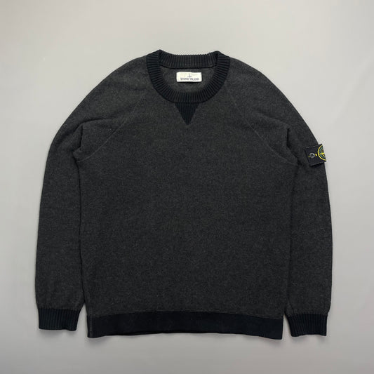 Stone Island Grey Two-Tone AW17 Midweight Knit Crewneck Jumper