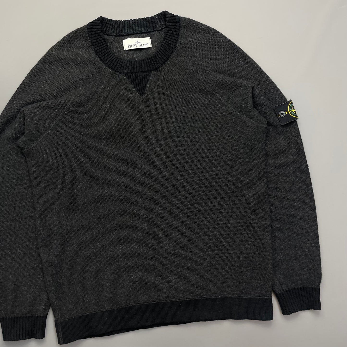 Stone Island Grey Two-Tone AW17 Midweight Knit Crewneck Jumper