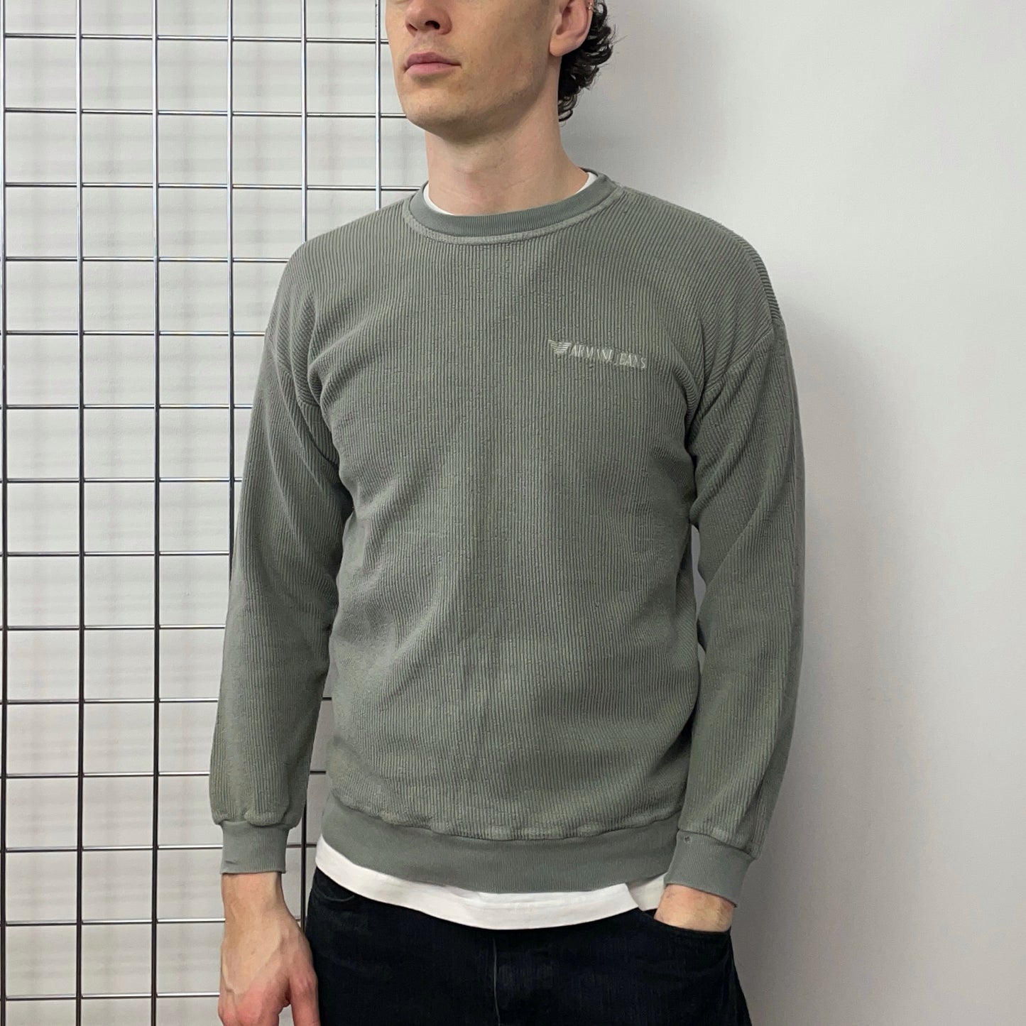 Armani Jeans Green 90s Ribbed Jumper