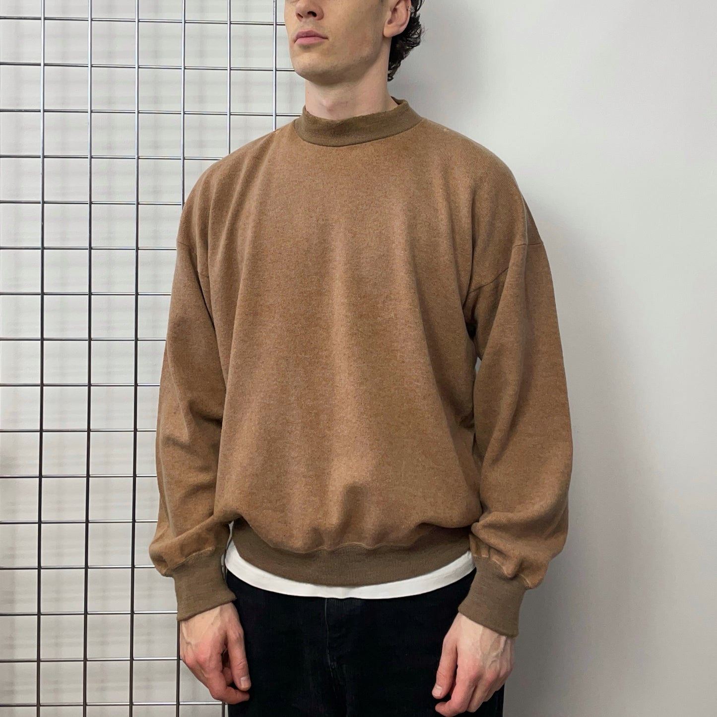 Stone Island Brown 80s Two-Tone Wool Blend Embroidered Jumper