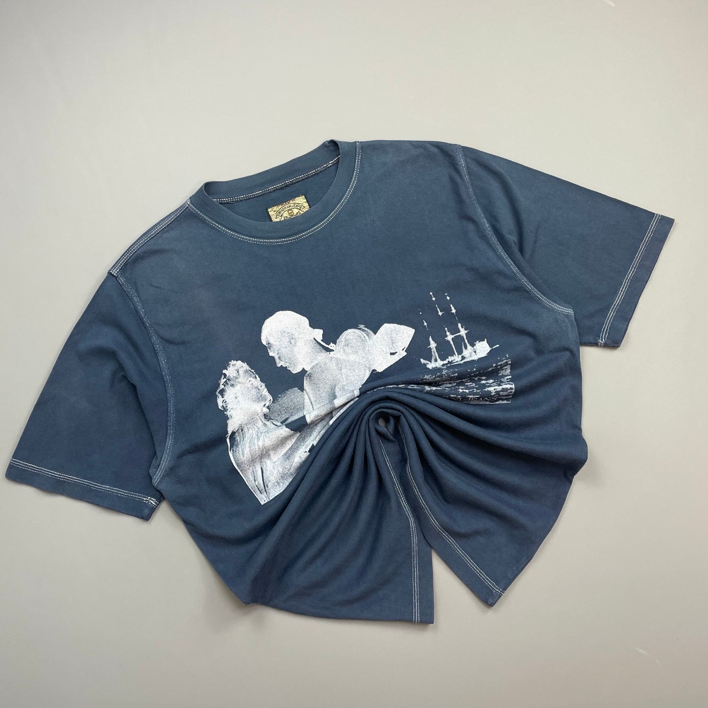 Armani Jeans Navy 90s Nautical Print Cotton Tee