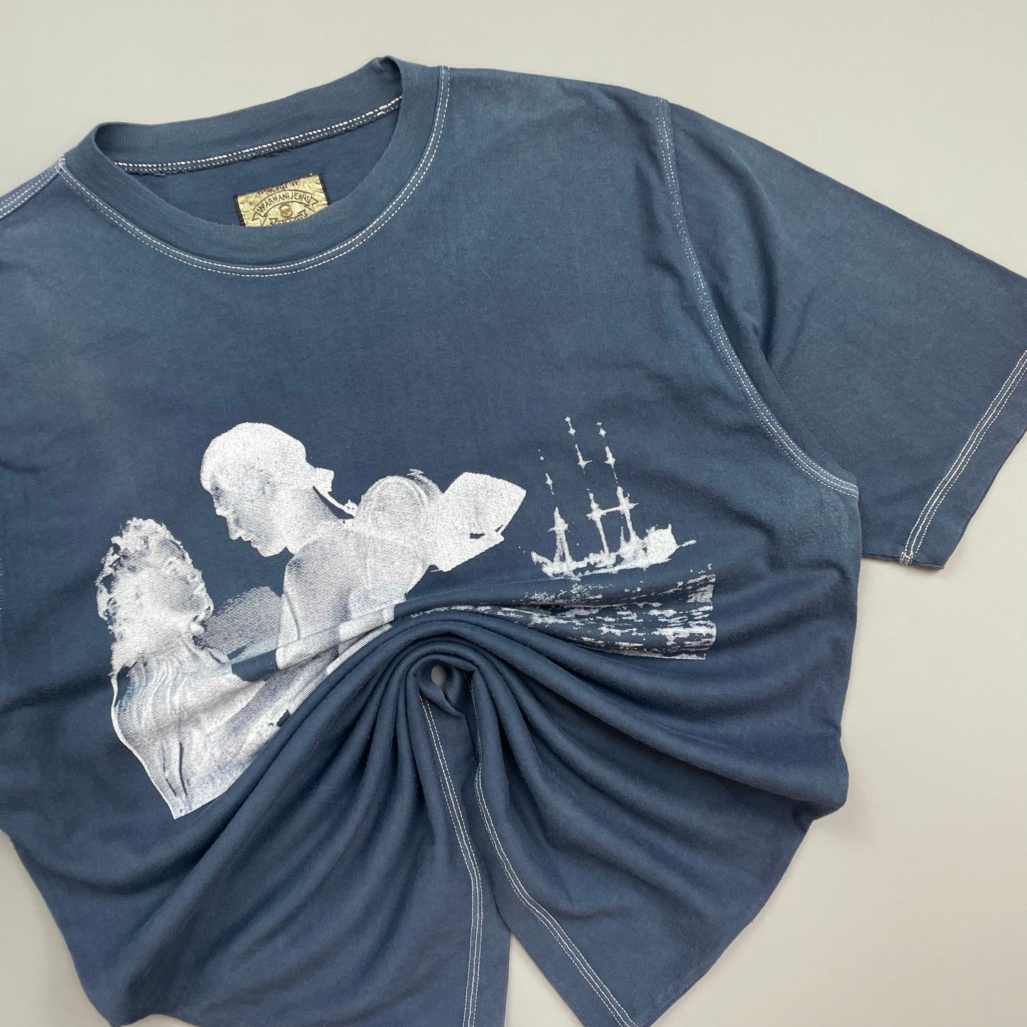 Armani Jeans Navy 90s Nautical Print Cotton Tee