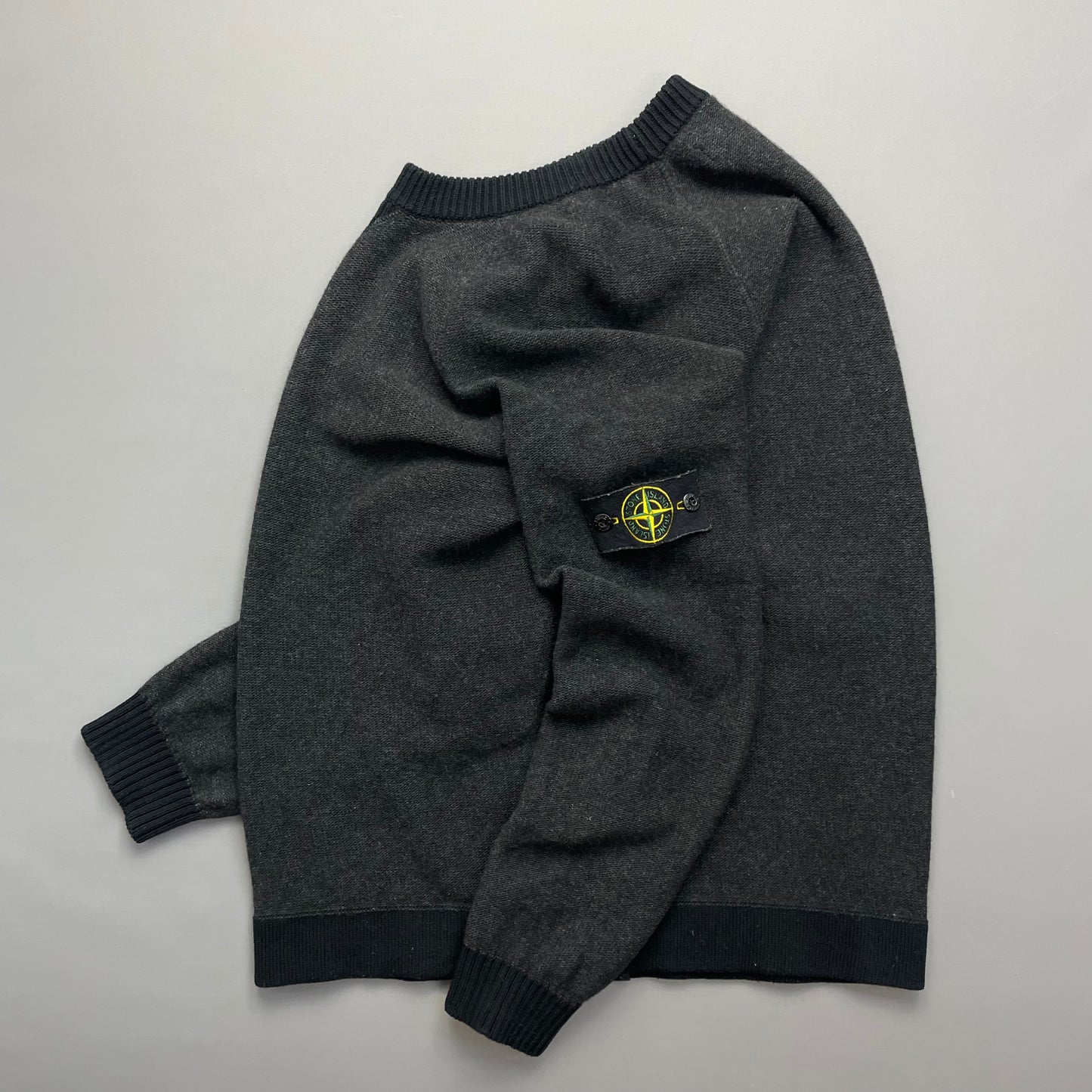 Stone Island Grey Two-Tone AW17 Midweight Knit Crewneck Jumper