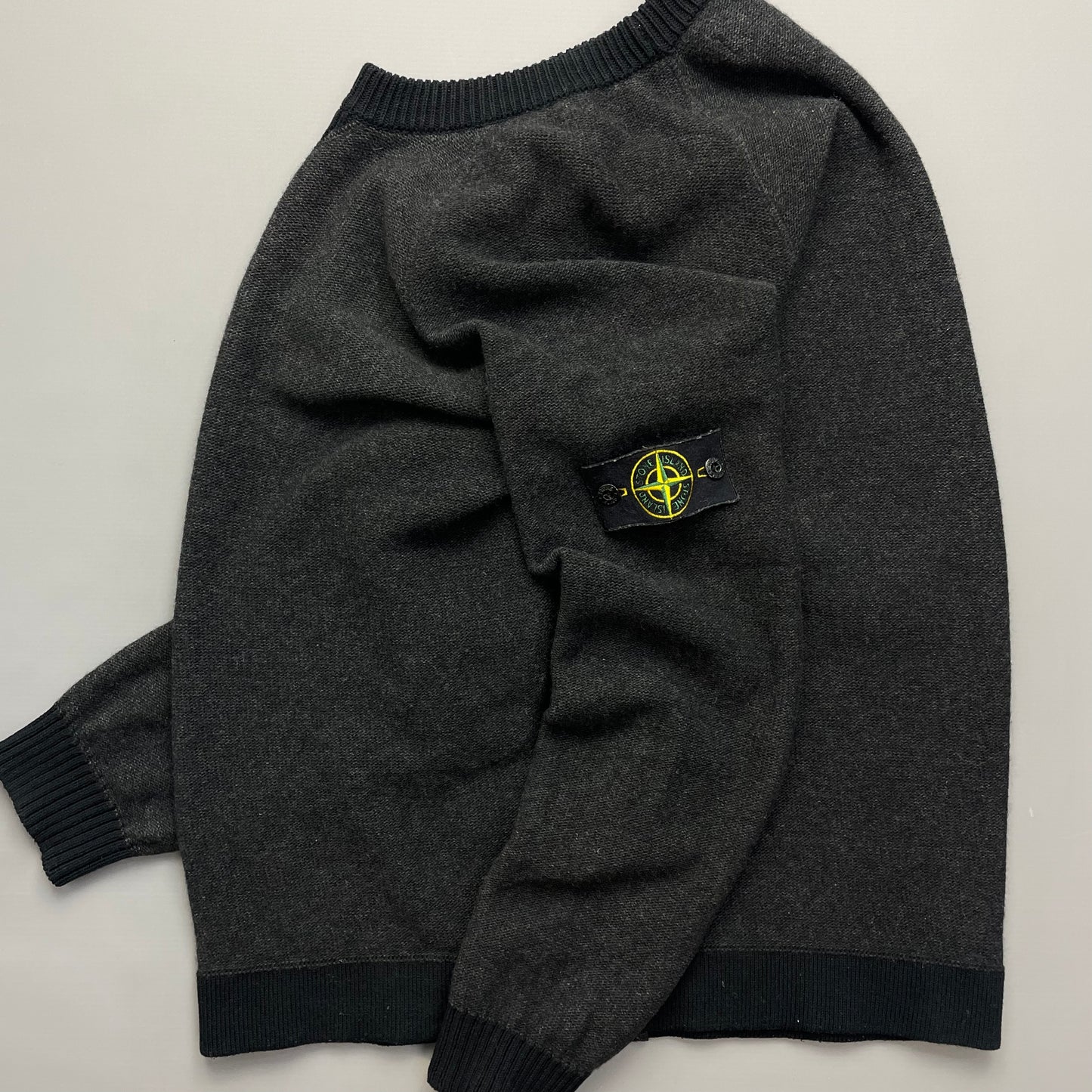 Stone Island Grey Two-Tone AW17 Midweight Knit Crewneck Jumper