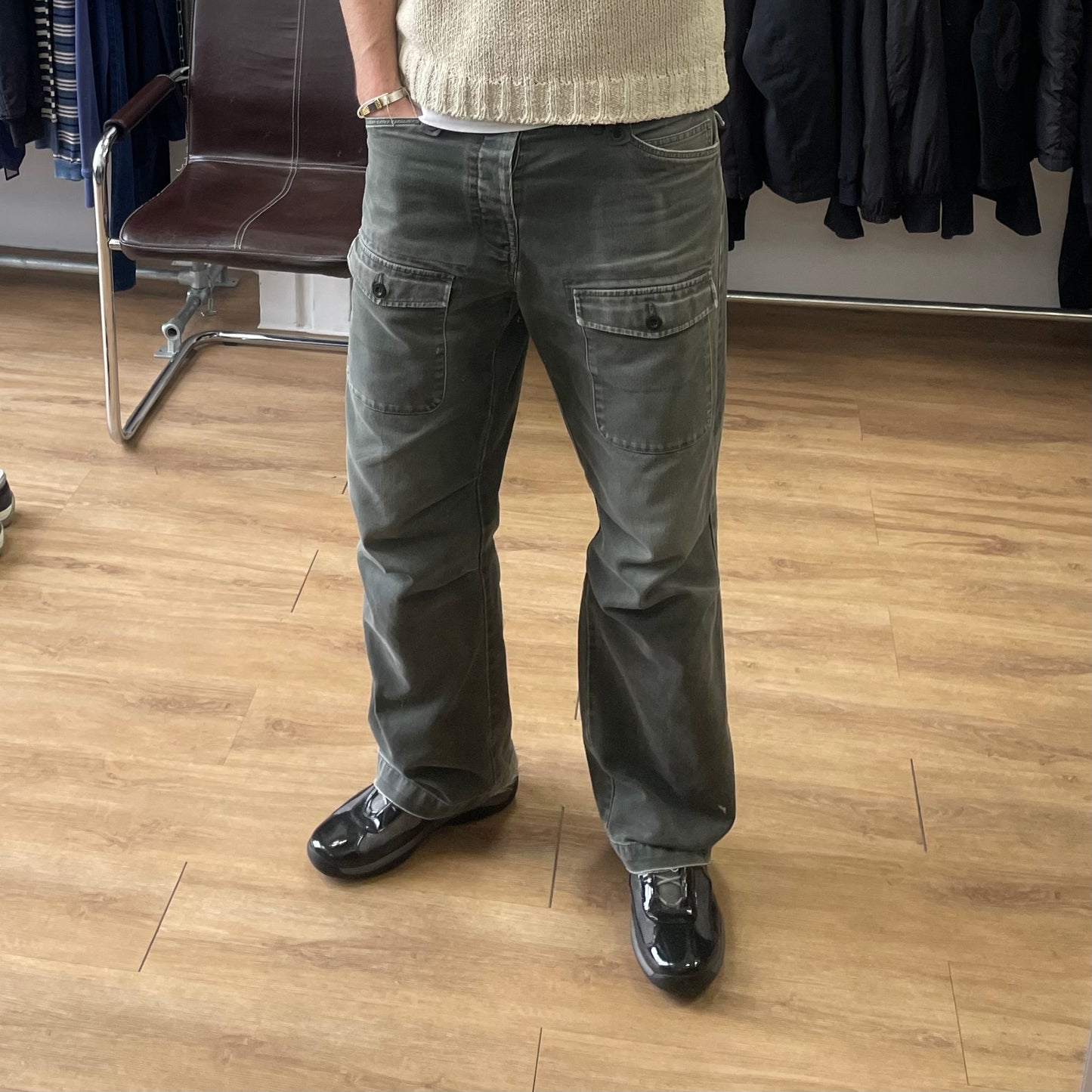 Prada Sport Black & Grey 00s Patent Leather Americas Cup Trainers