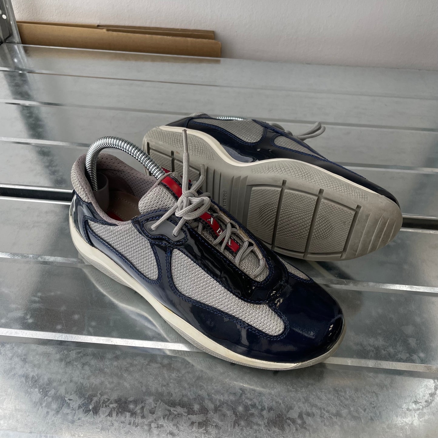 Prada Sport Navy Blue 00s Americas Cup Patent Leather Trainers