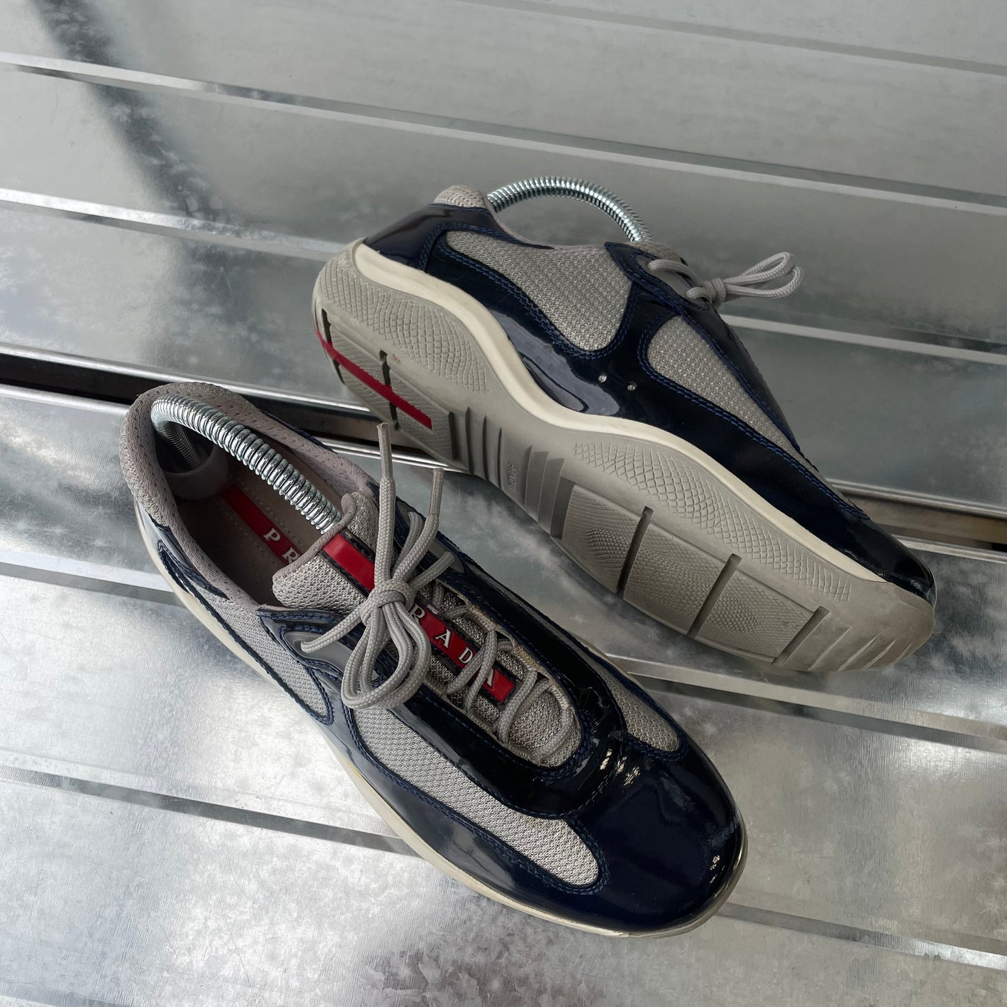 Prada Sport Navy Blue 00s Americas Cup Patent Leather Trainers