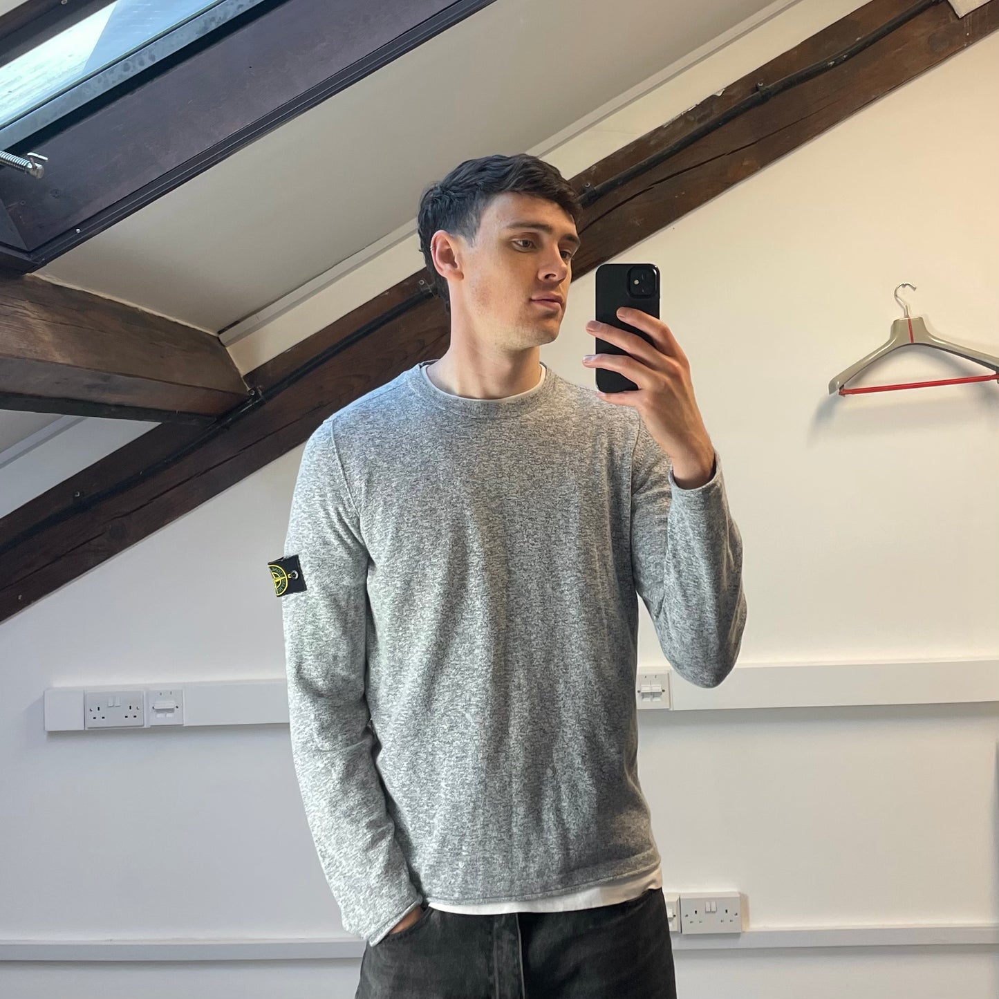 Stone Island Grey SS19 Lightweight Raw Edge Grainy Knit Jumper