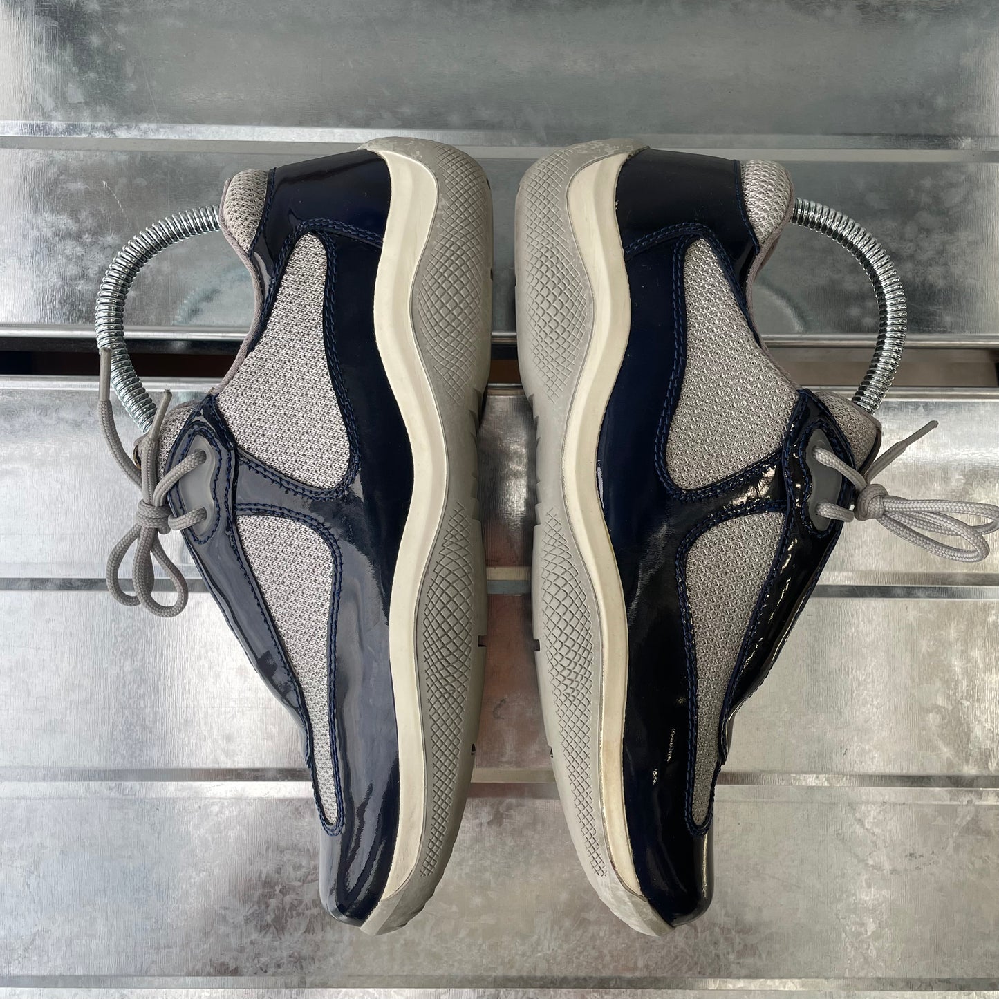 Prada Sport Navy Blue 00s Americas Cup Patent Leather Trainers