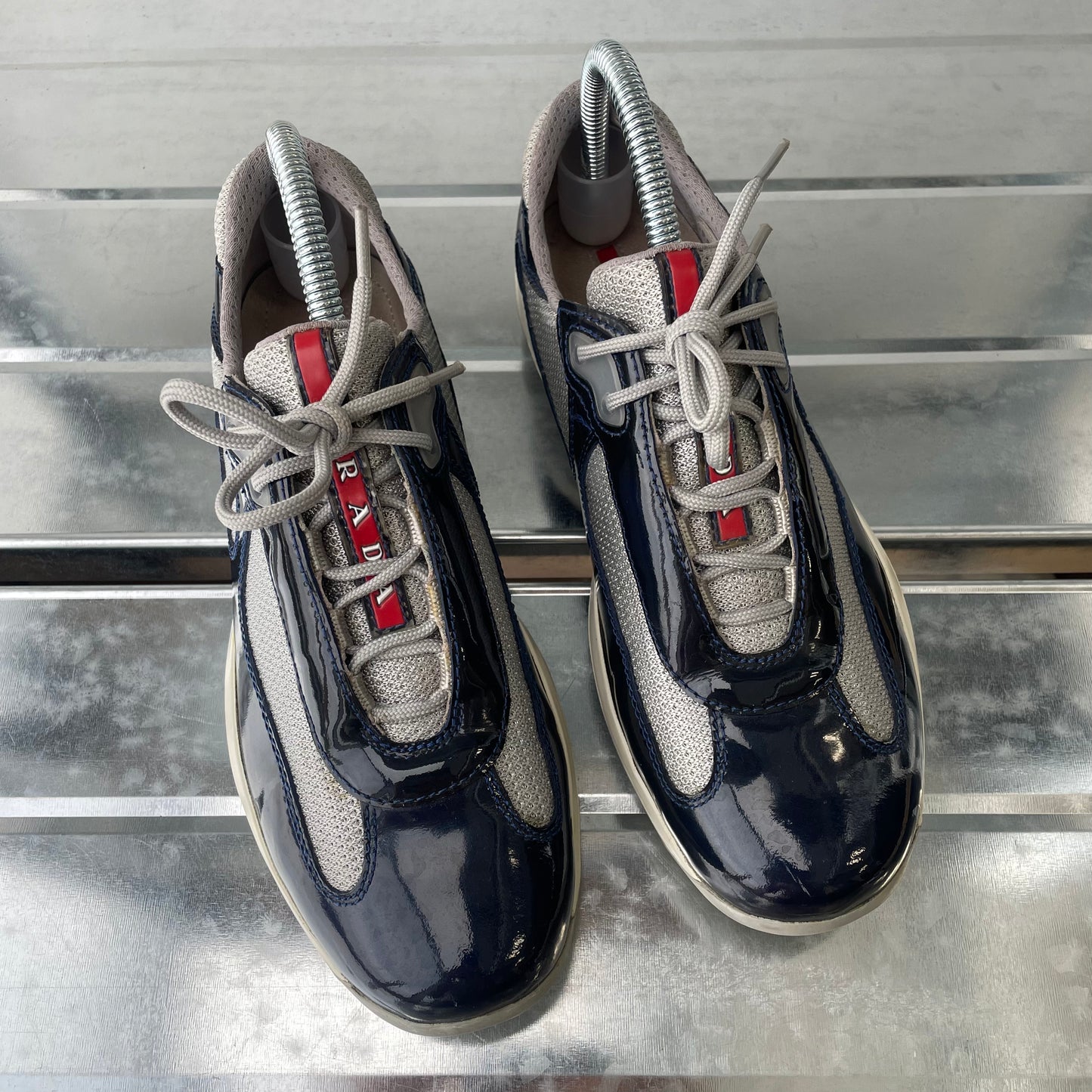 Prada Sport Navy Blue 00s Americas Cup Patent Leather Trainers