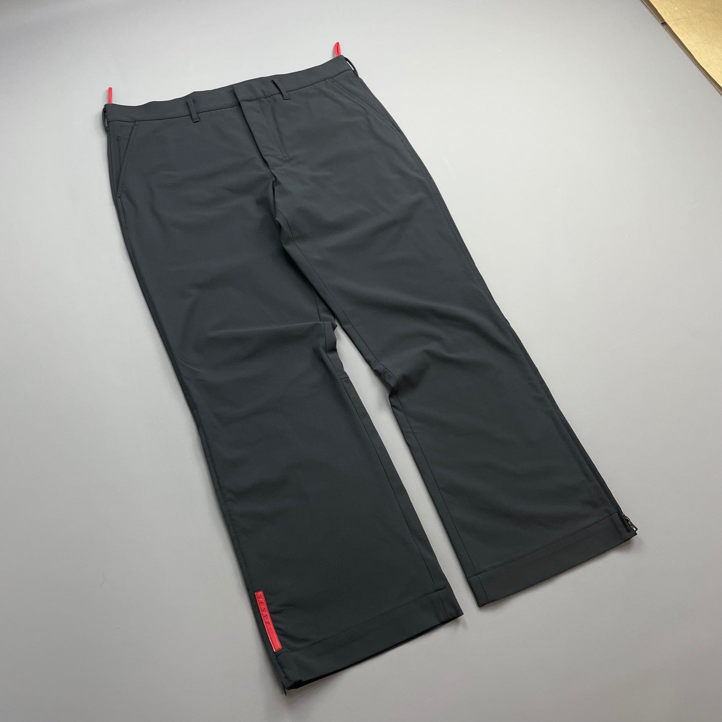Prada Sport Grey 00s Technical Nylon Straight Leg Trouser