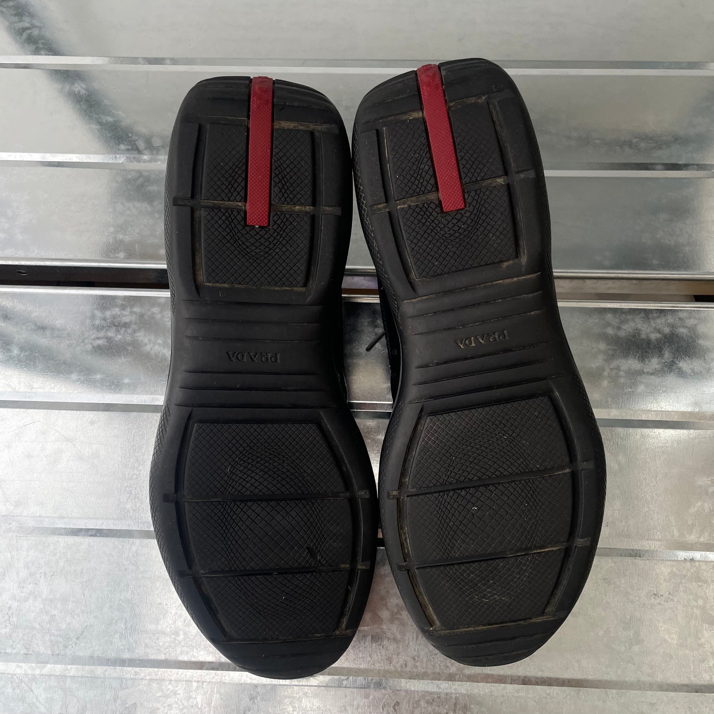 Prada Sport Black & Grey 00s Patent Leather Americas Cup Trainers