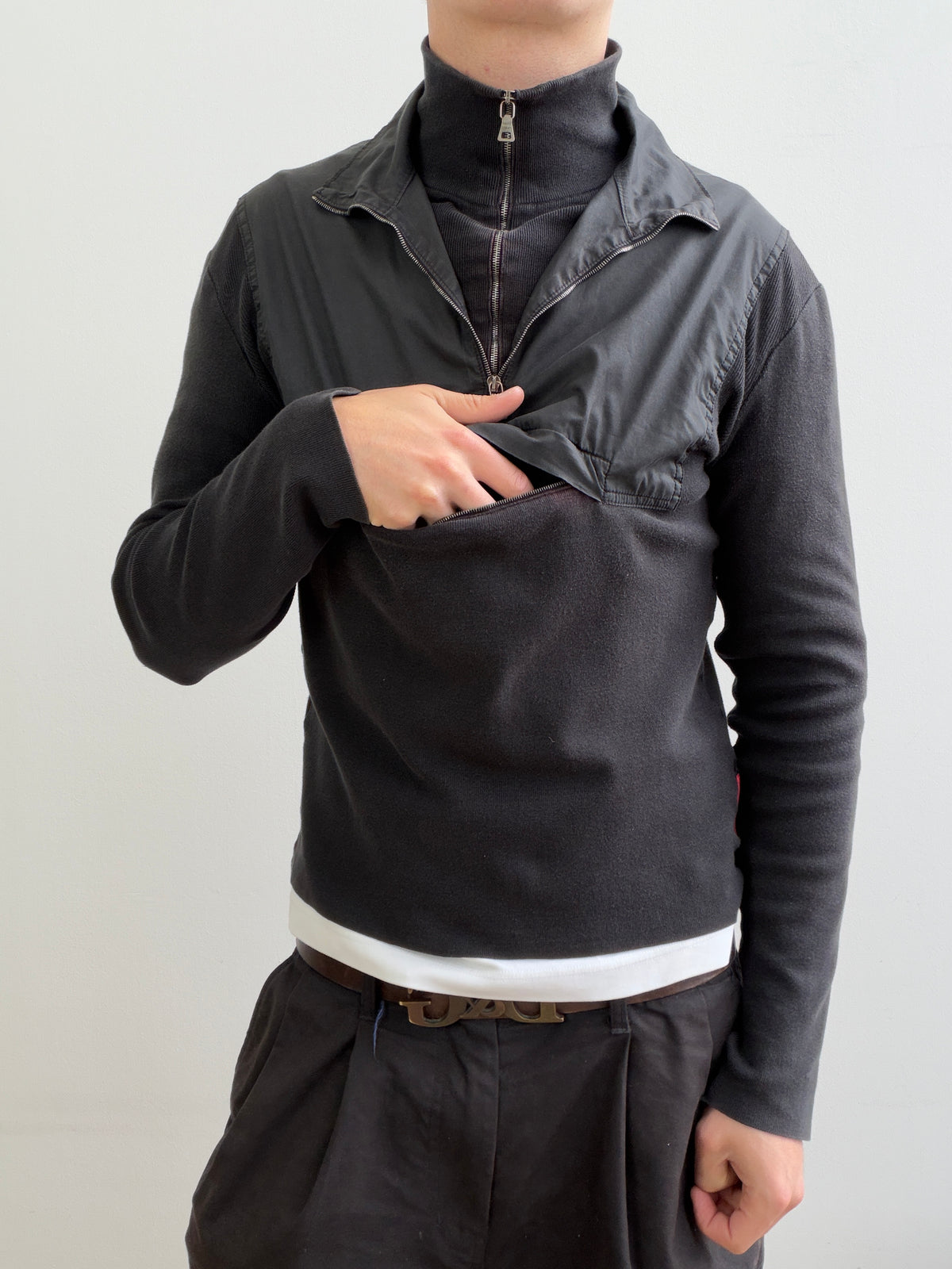Prada Black 00s Technical Quarter Zip