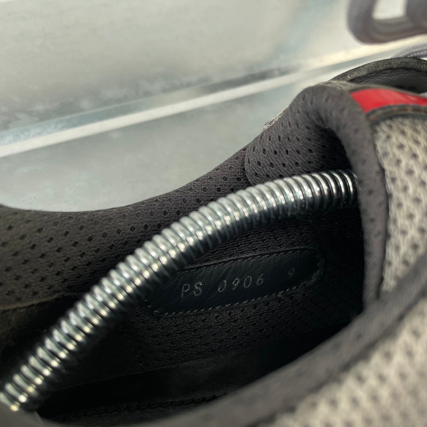 Prada Sport Black & Grey 00s Patent Leather Americas Cup Trainers