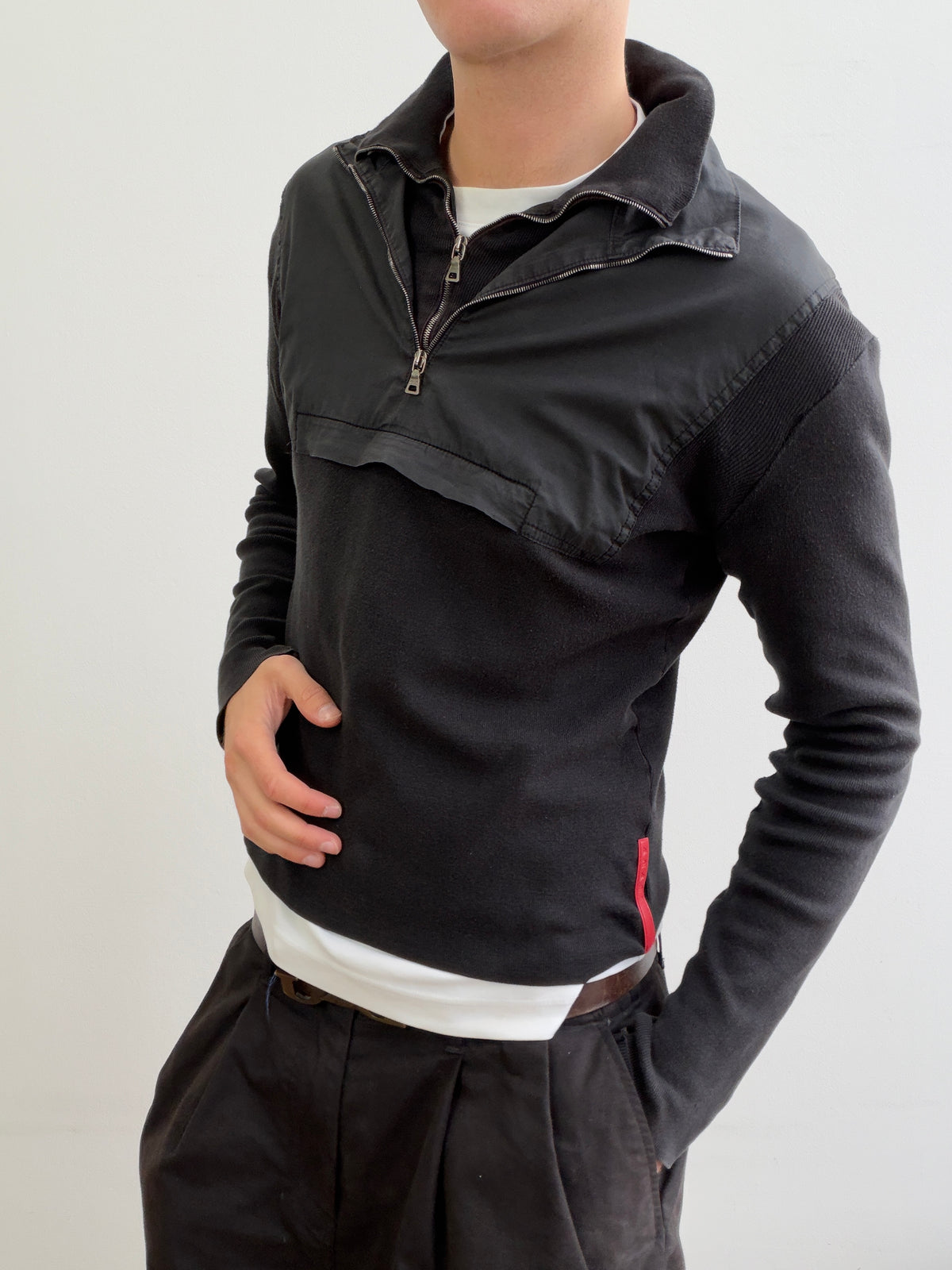 Prada Black 00s Technical Quarter Zip