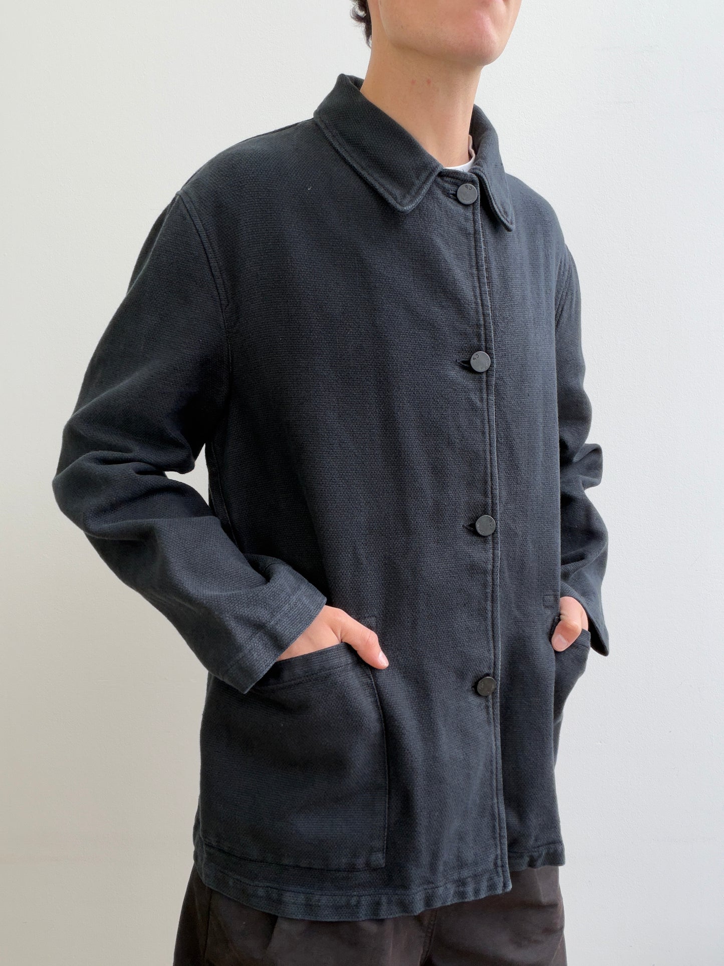 C.P. Company Navy Cotton Linen Button Workwear Jacket