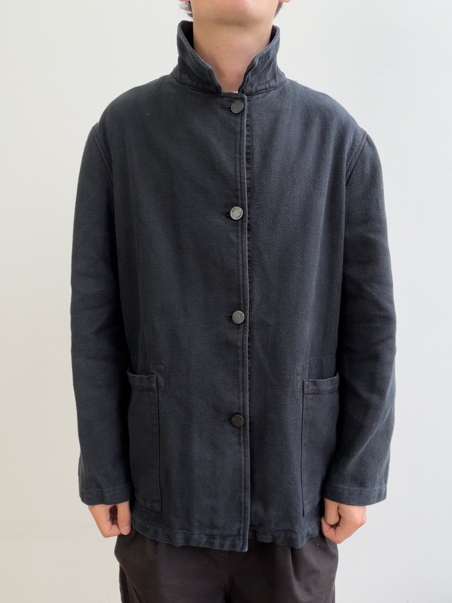C.P. Company Navy Cotton Linen Button Workwear Jacket