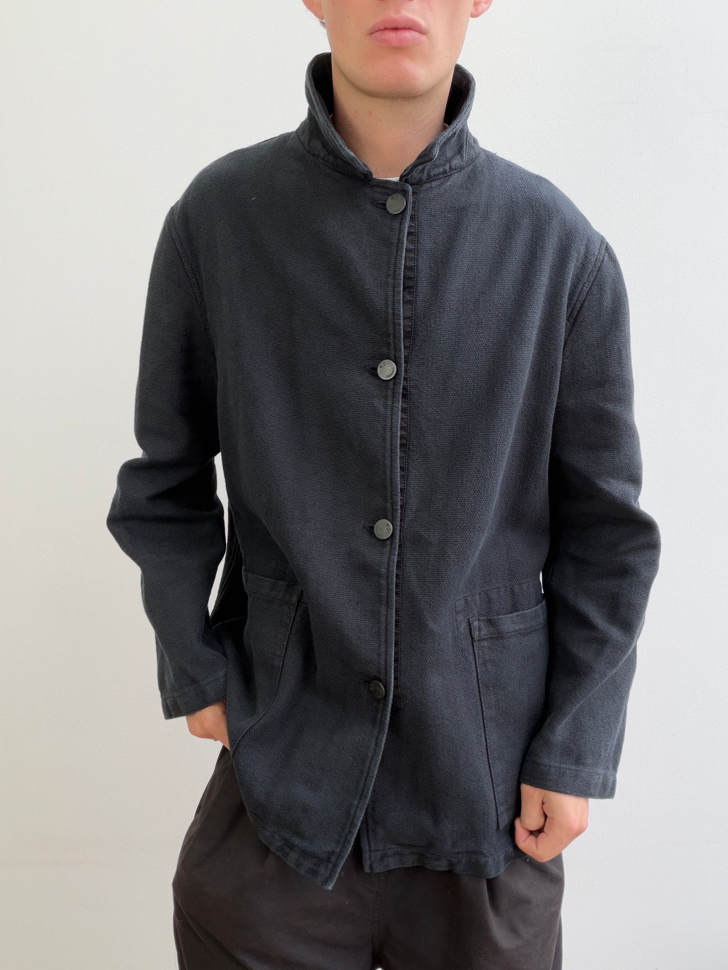 C.P. Company Navy Cotton Linen Button Workwear Jacket