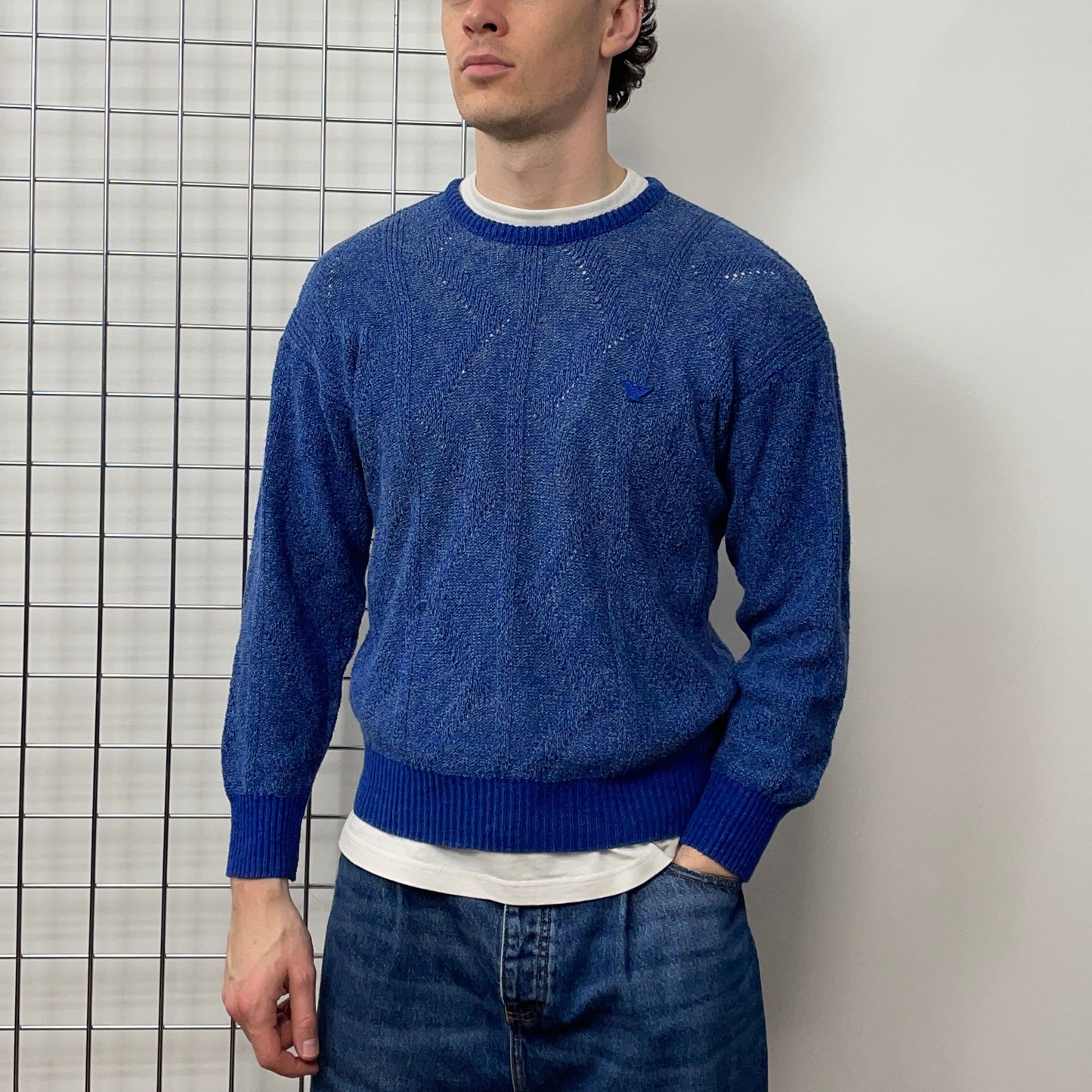 Emporio Armani Blue Knit Crewneck Jumper