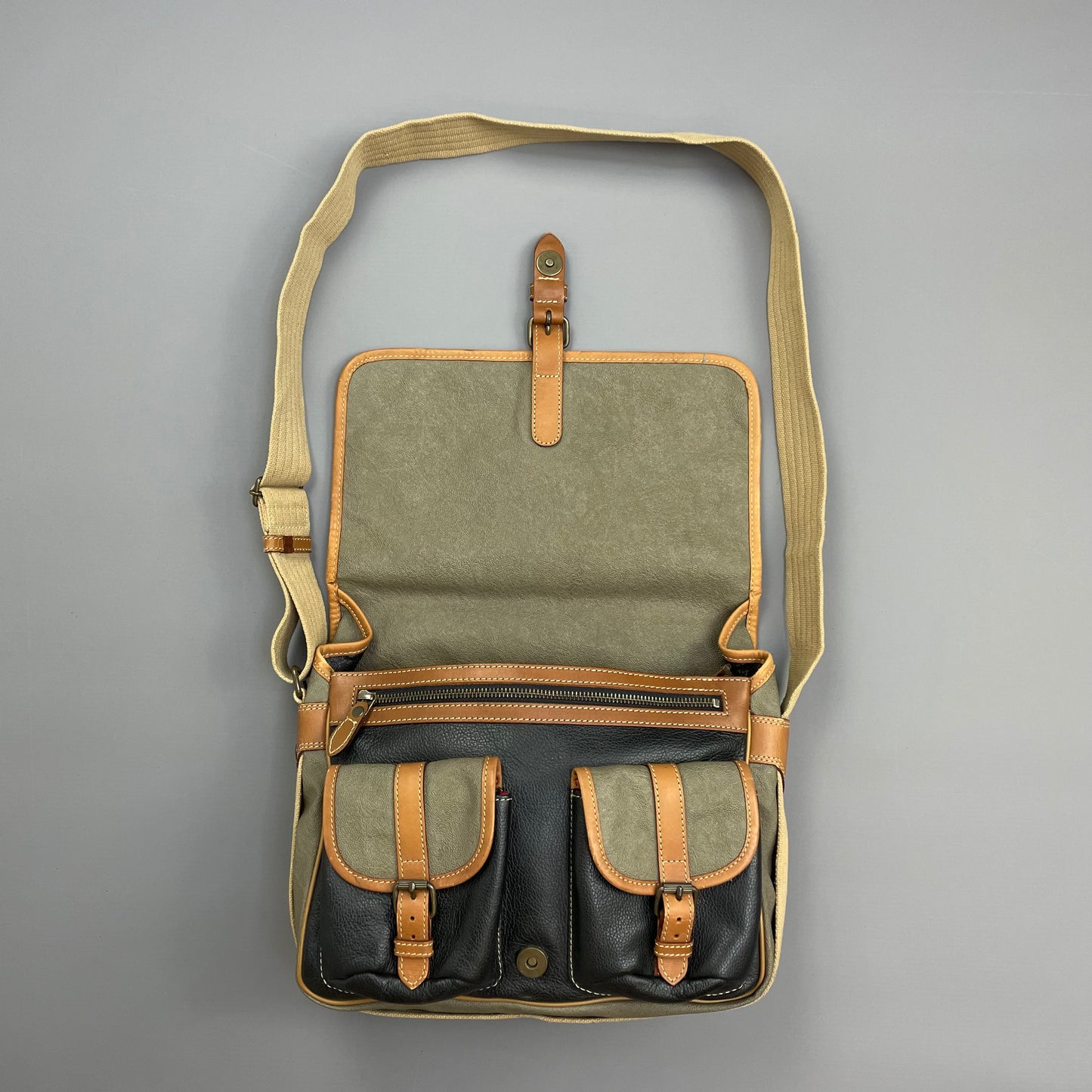 C.P. Company Olive 1980s Ideas From Massimo Osti Leather Crossbody Satchel Bag