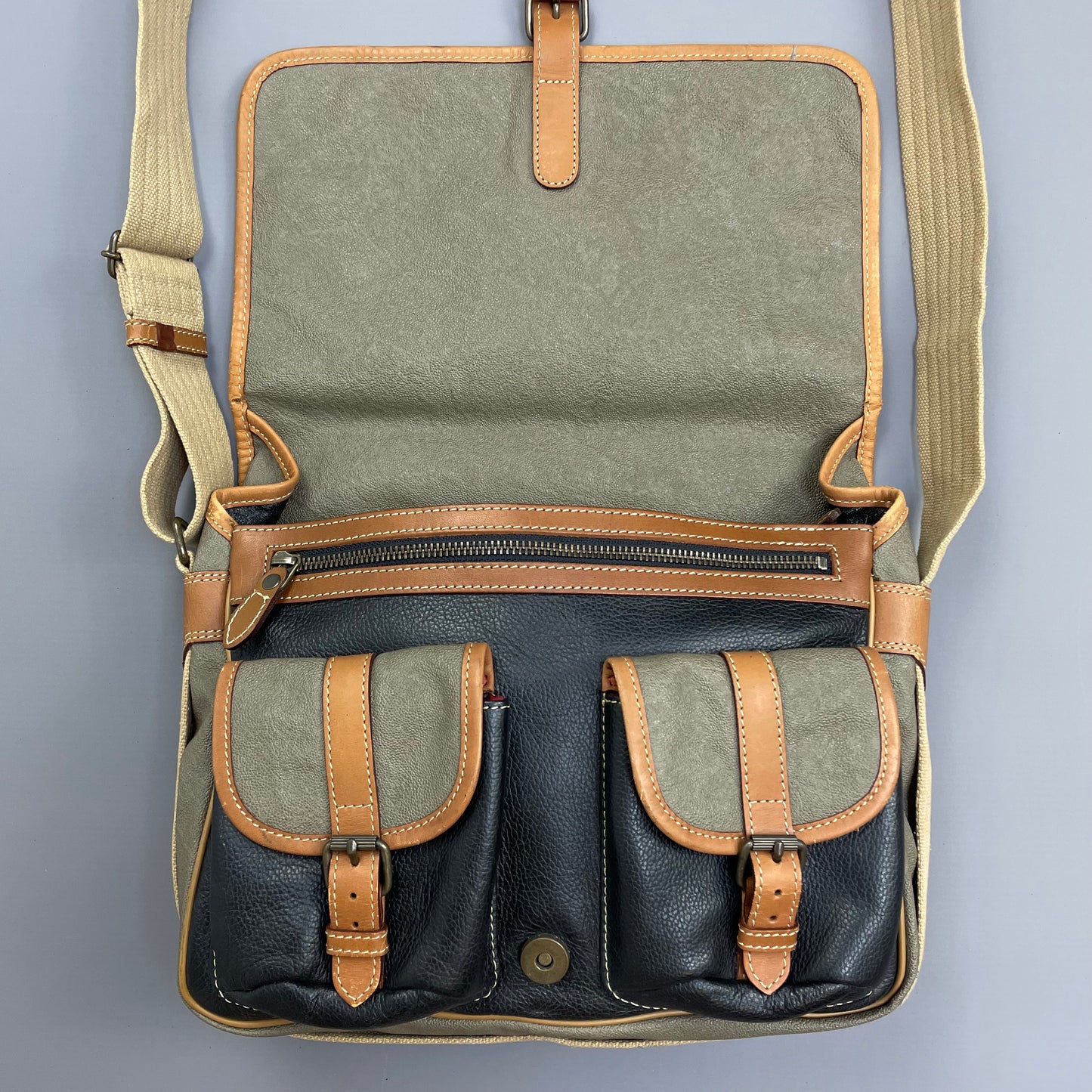 C.P. Company Olive 1980s Ideas From Massimo Osti Leather Crossbody Satchel Bag