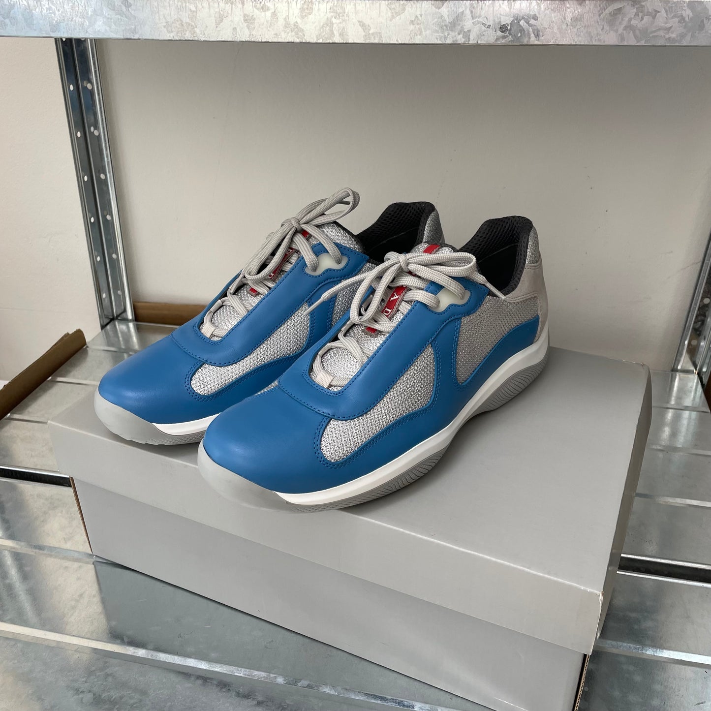 Prada Sport Blue & Grey Re-Edition Leather America's Cup Original Trainers
