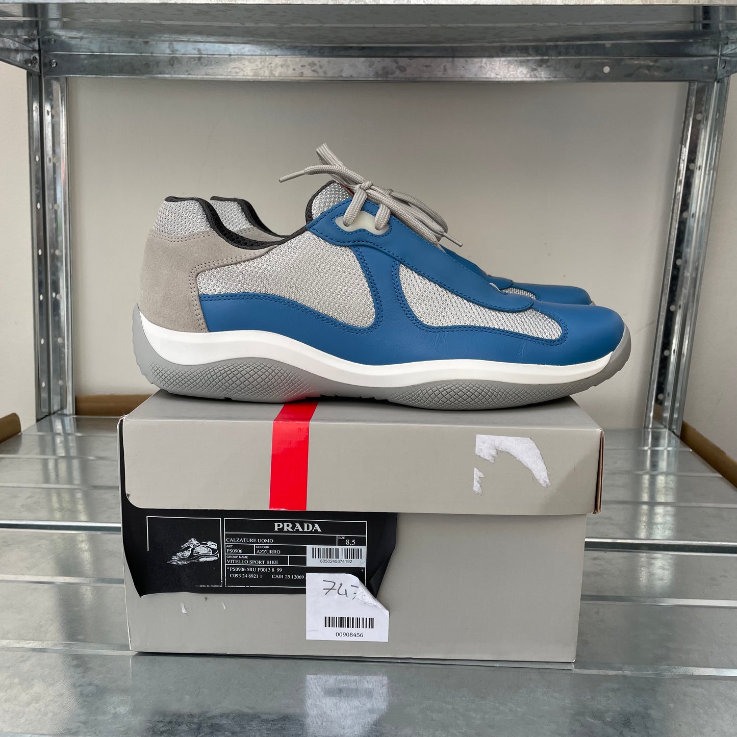 Prada Sport Blue & Grey Re-Edition Leather America's Cup Original Trainers