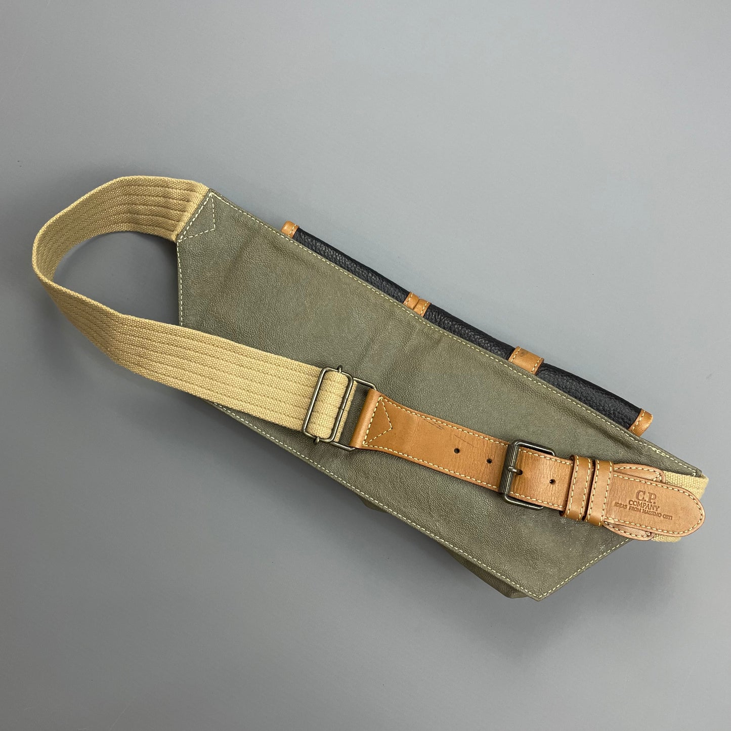 C.P. Company Olive 1980s Ideas From Massimo Osti Leather Crossbody Pouch Pocket Bag